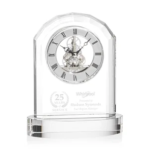 Curved Optical Crystal Clock on Crystal Base