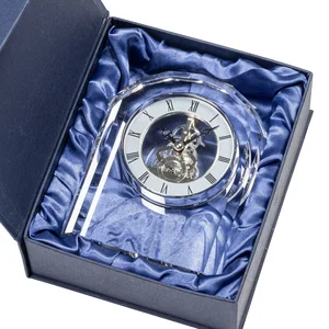 Curved Optical Crystal Clock on Crystal Base