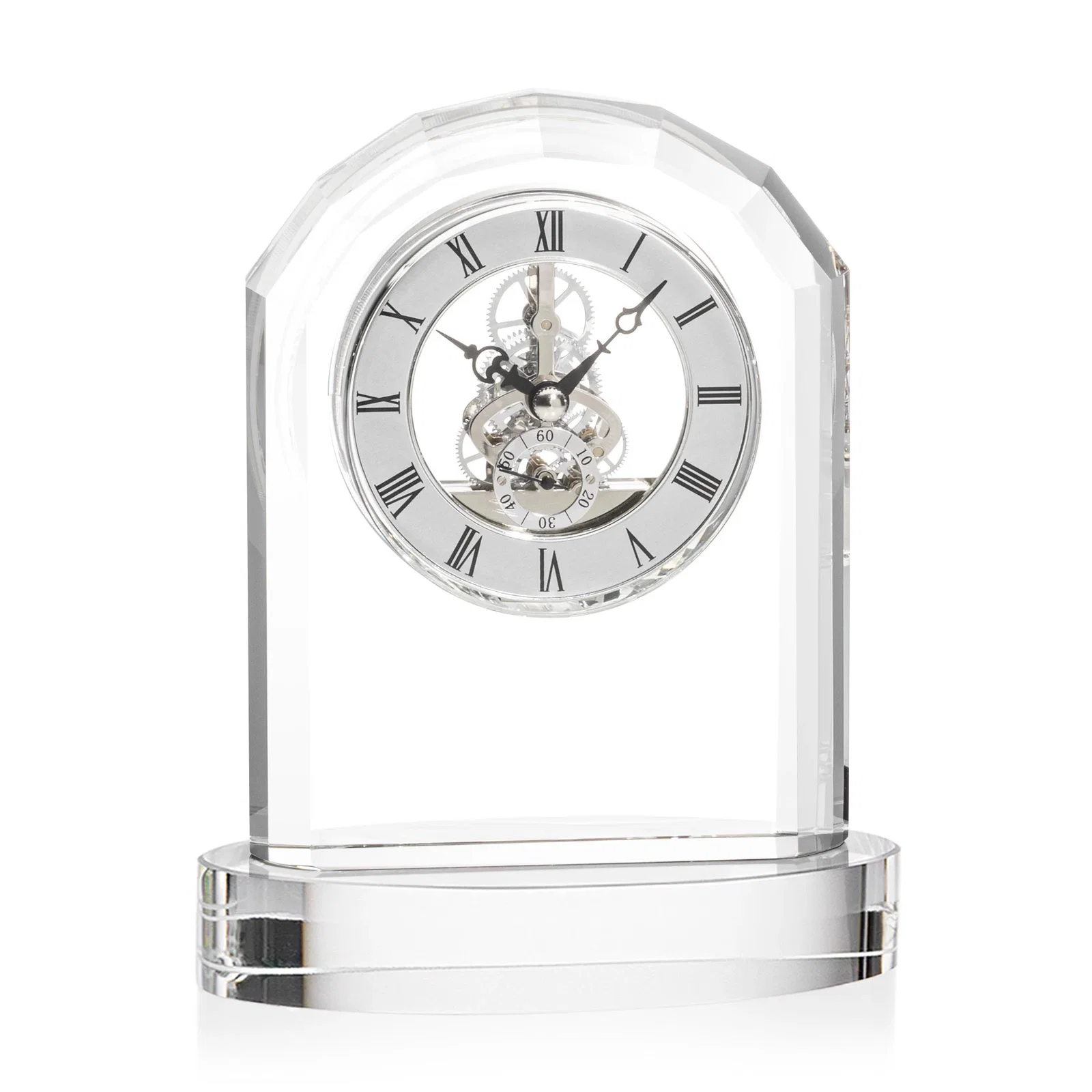 Personalized Curved Optical Crystal Clock on Crystal Base for graduation ceremonies