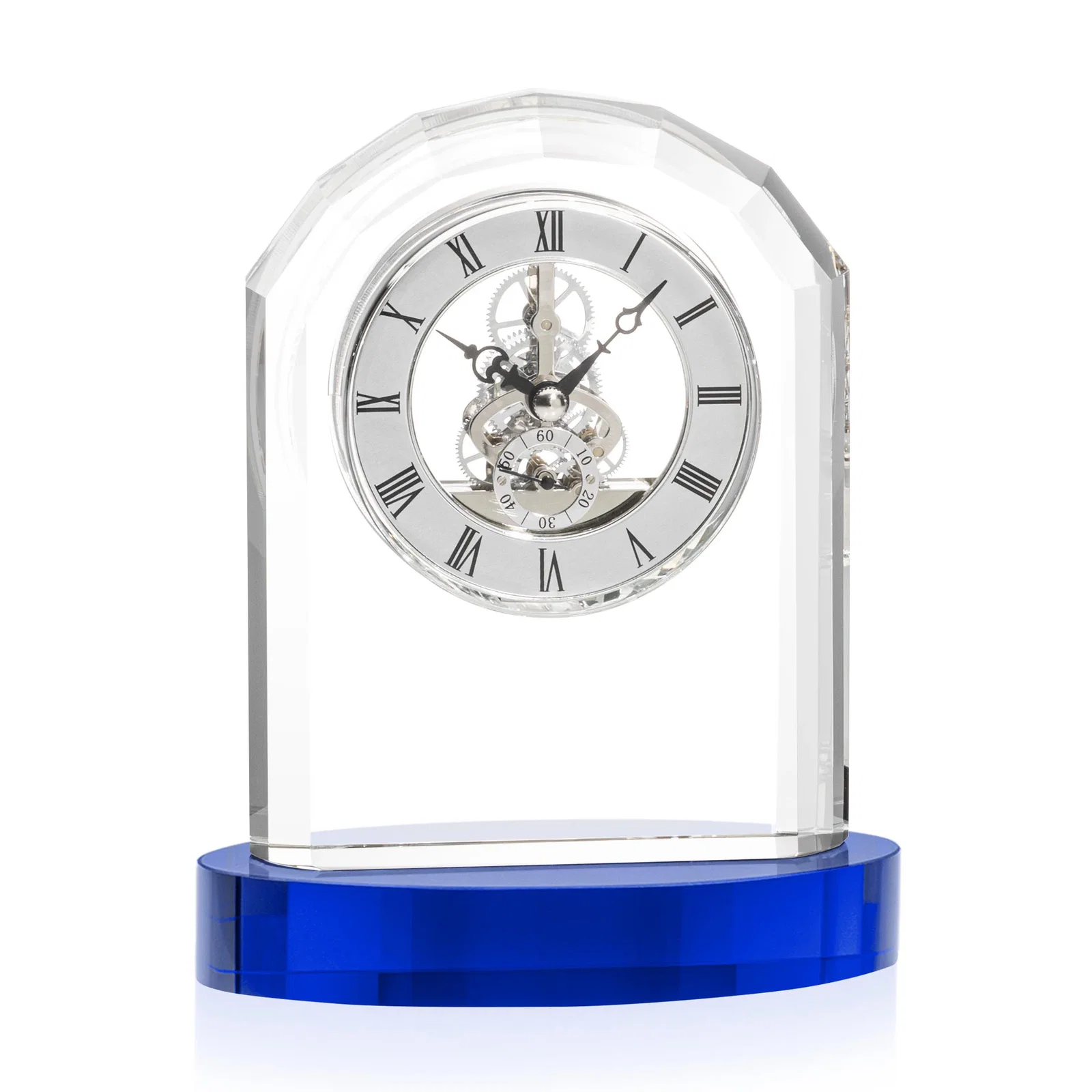 Personalized Curved Optical Crystal Clock on Crystal Base for volunteer appreciation