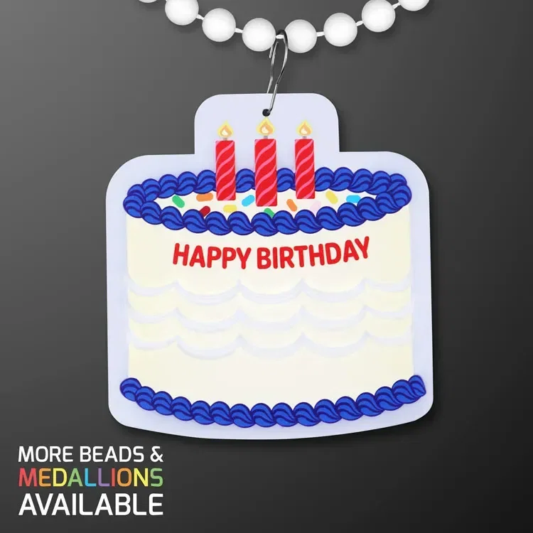 Birthday Cake Medallion with Beaded Necklace (NON-Light Up) — view 2