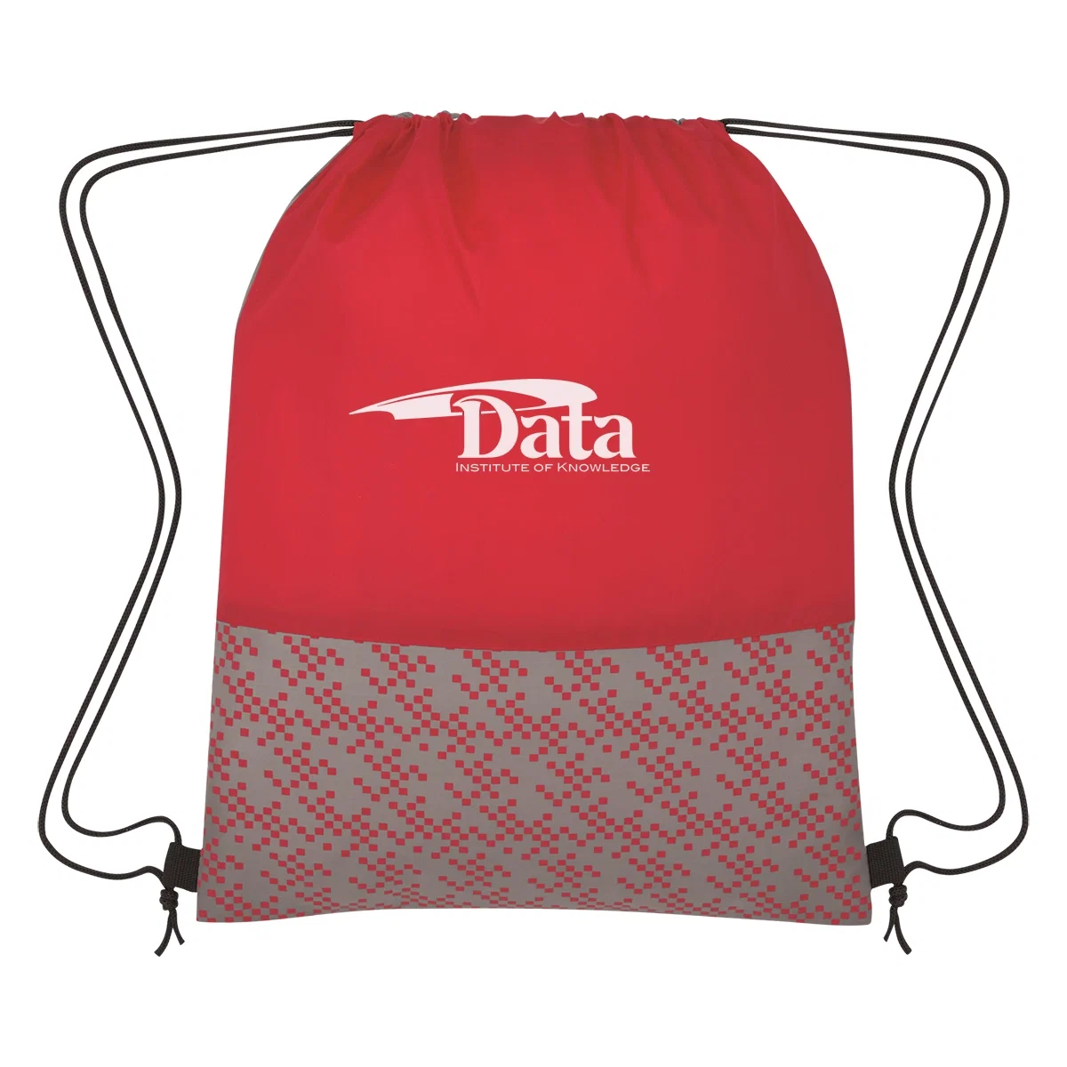 Drawstring backpack cinched closed at the top
