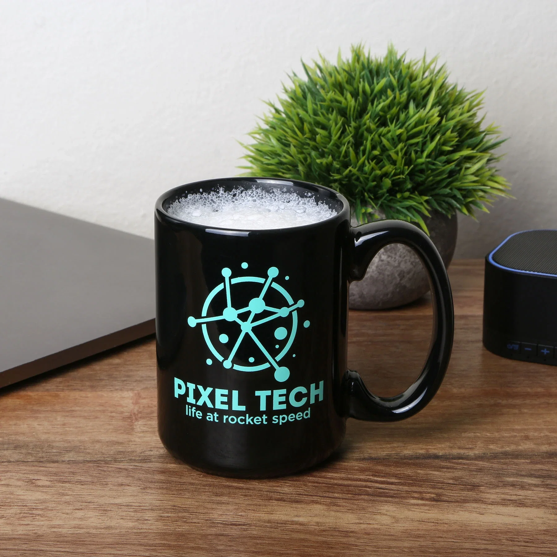 15oz Ceramic Mug: Black — view 2