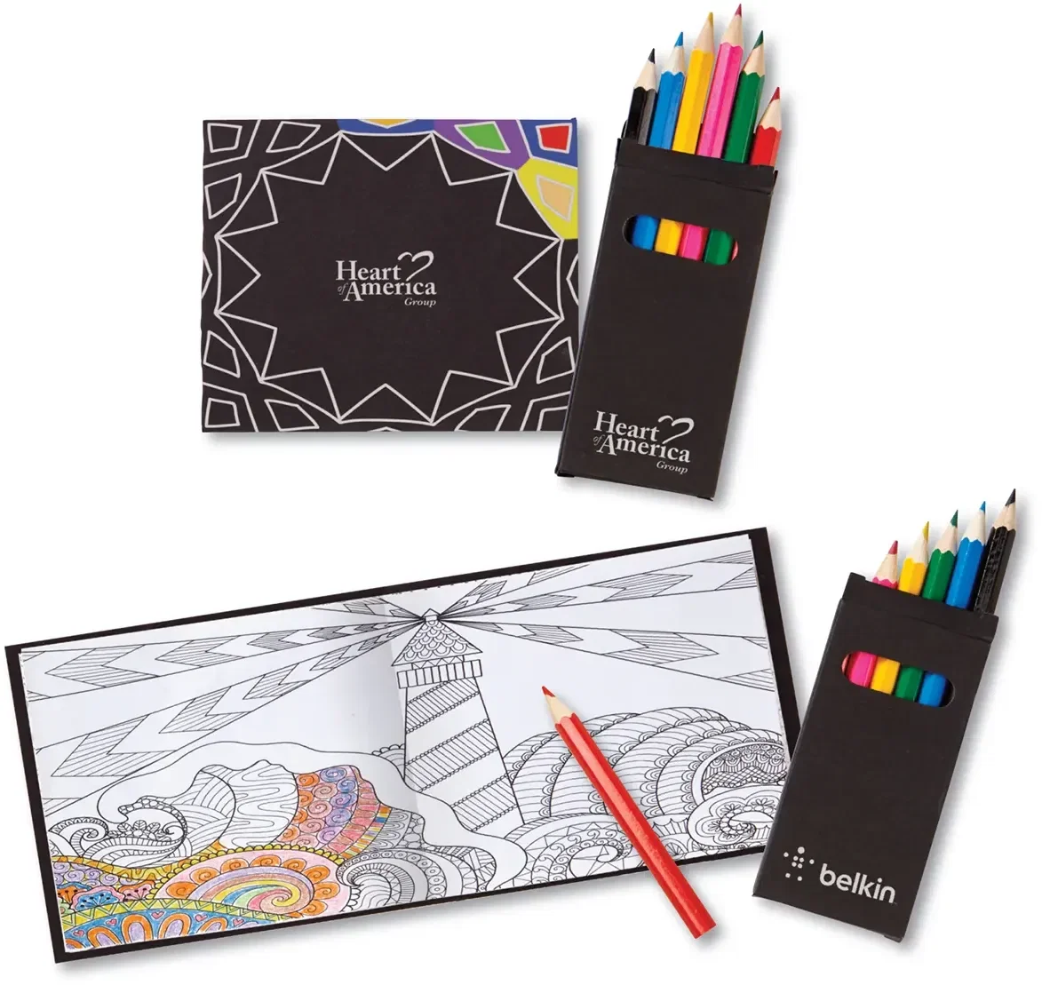 Black Cover Adult Coloring Book & 6-Color Pencil Set To-Go — view 2