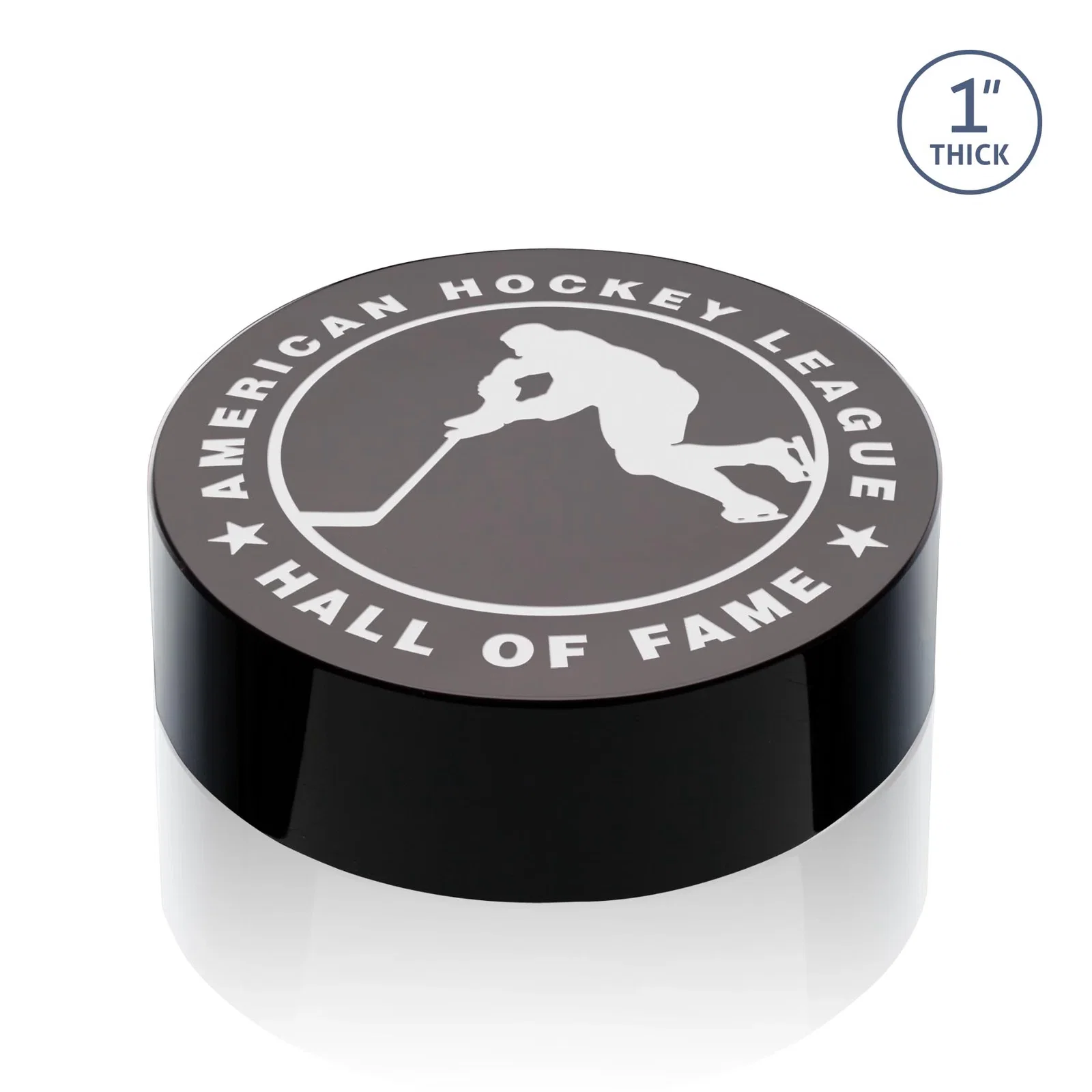 Black Crystal Hockey Puck Award on a Base — view 4