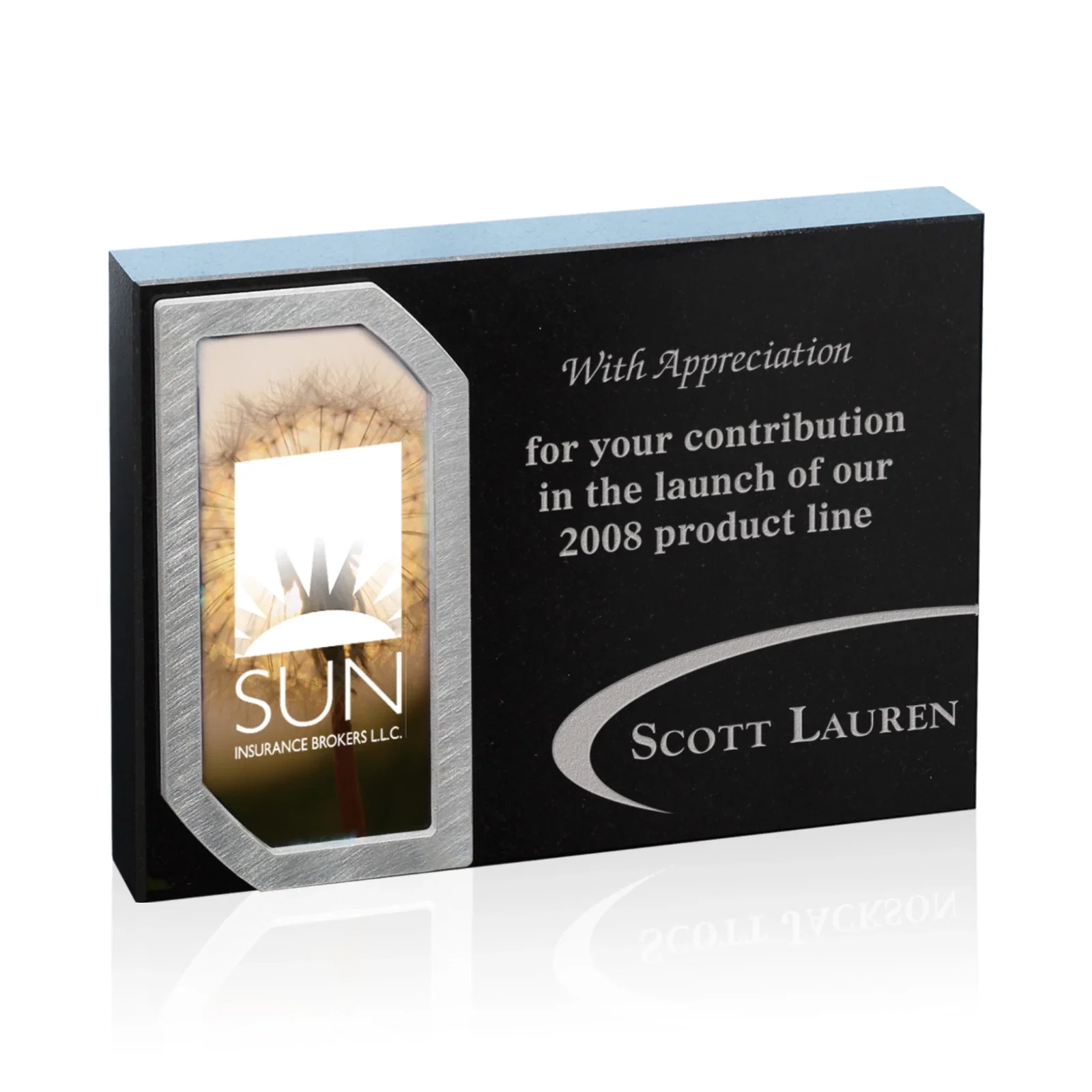 Black Granite Award in a Clipped-Corner Aluminum Frame — view 3