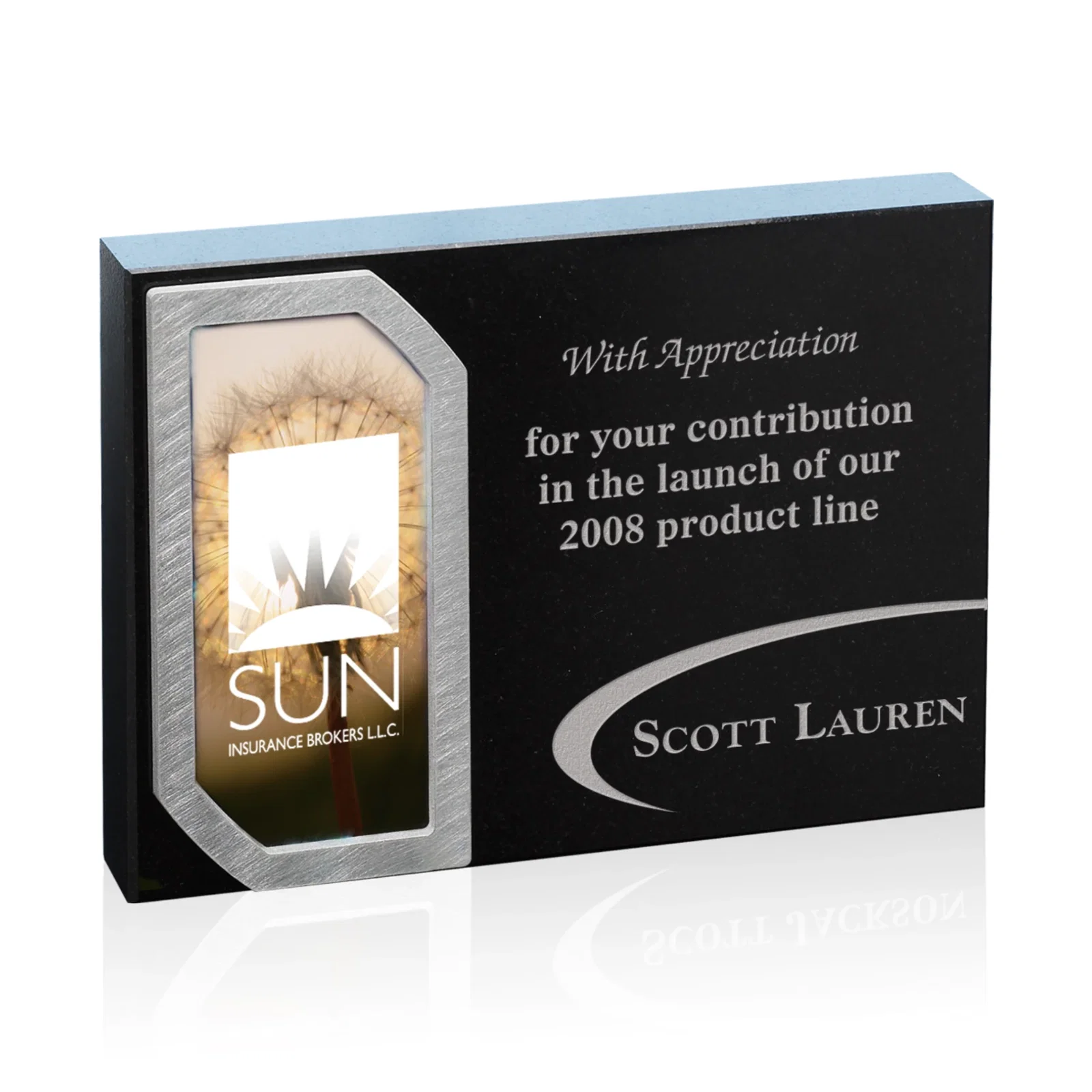 Black Granite Award in a Clipped-Corner Aluminum Frame — view 4
