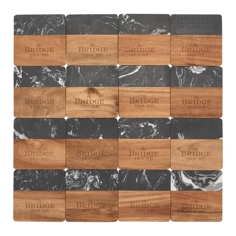 Black Marble and Wood Coaster Set — view 5