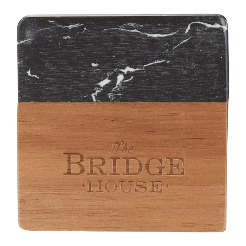Black Marble and Wood Coaster Set — view 6