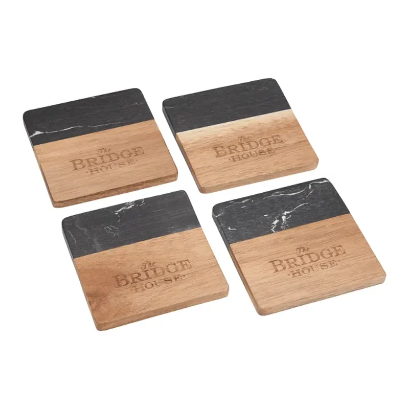 Black Marble and Wood Coaster Set — view 7