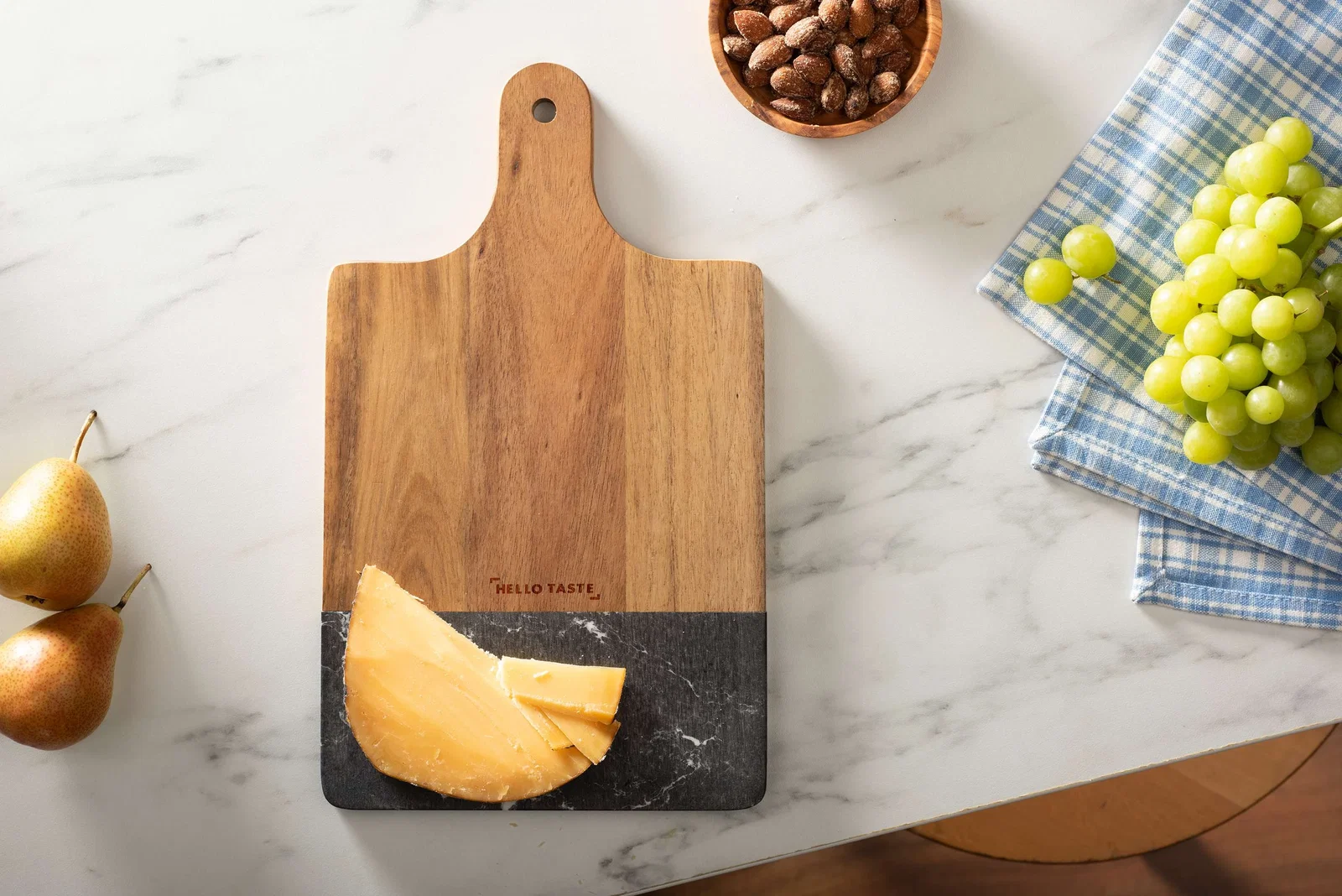 Custom Branded Black Marble and Wood Cutting Board — view 10