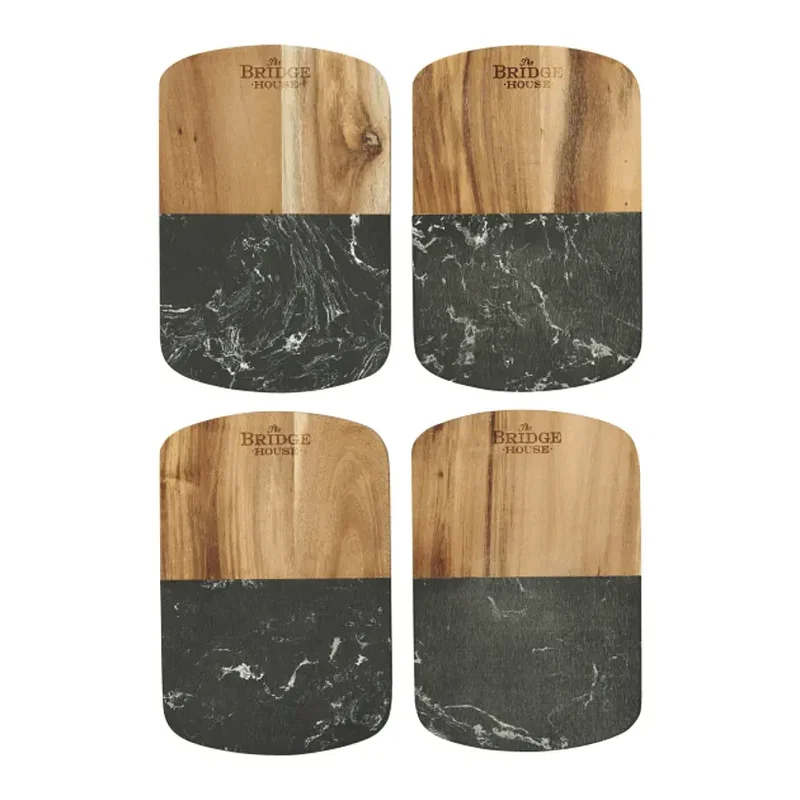 Personalized Black Marble and Acacia Cheese Board Set with Knives — view 11