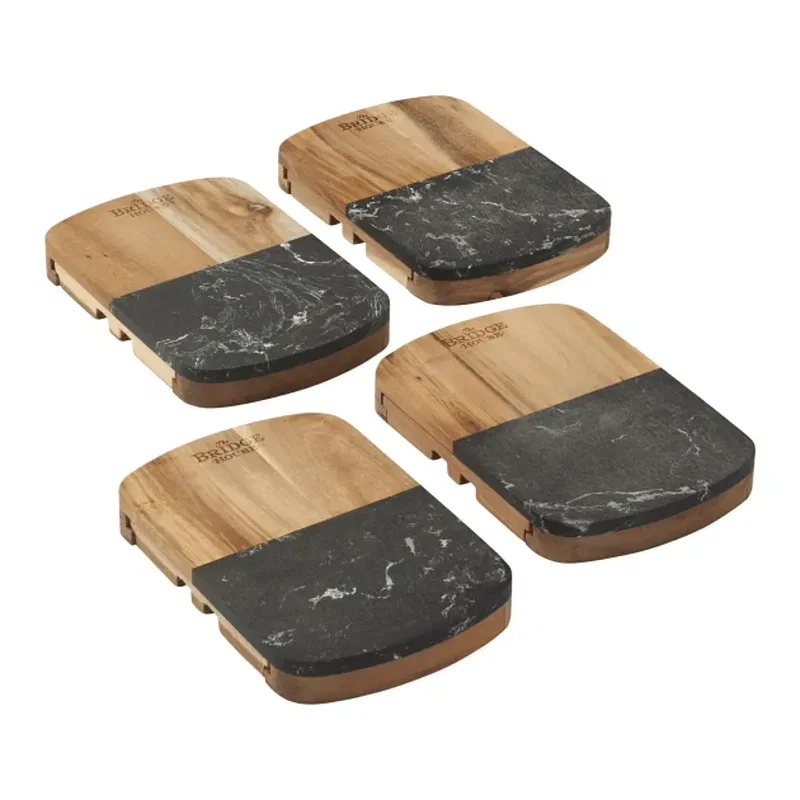 Personalized Black Marble and Acacia Cheese Board Set with Knives — view 6