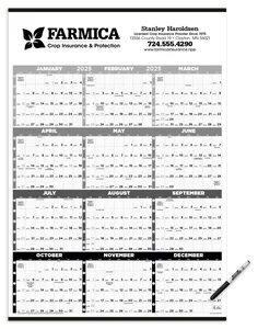 Black & White Time Management Span-A-Year Laminated w/Marker