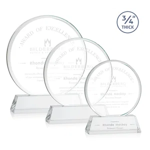 Starfire Crystal Double-Beveled Disc Award on Tall Tapered Base