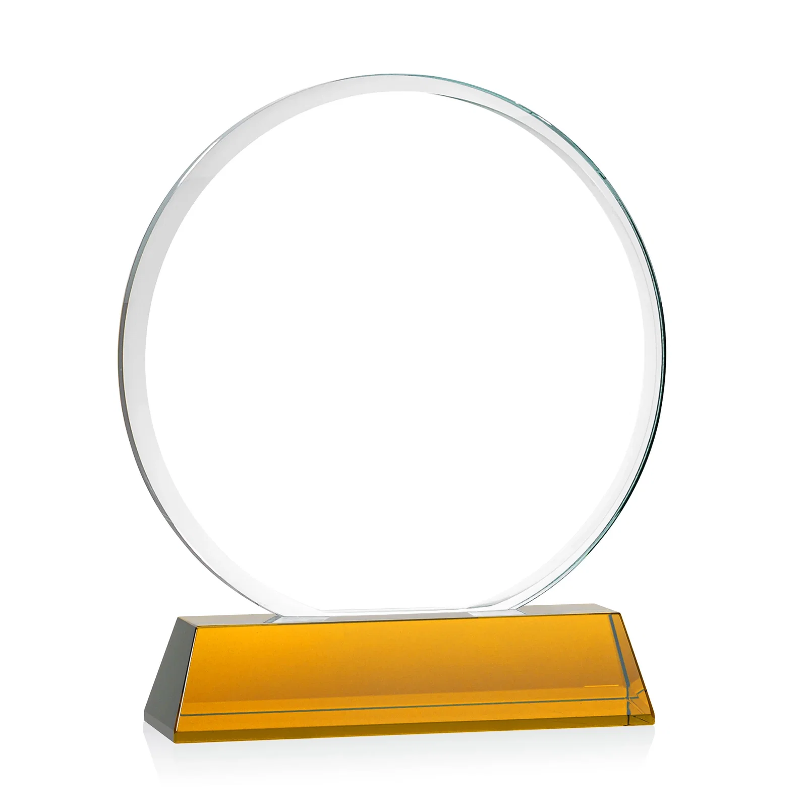 Personalized Starfire Crystal Double-Beveled Disc Award on Tall Tapered Base, with your logo for service anniversary gifts