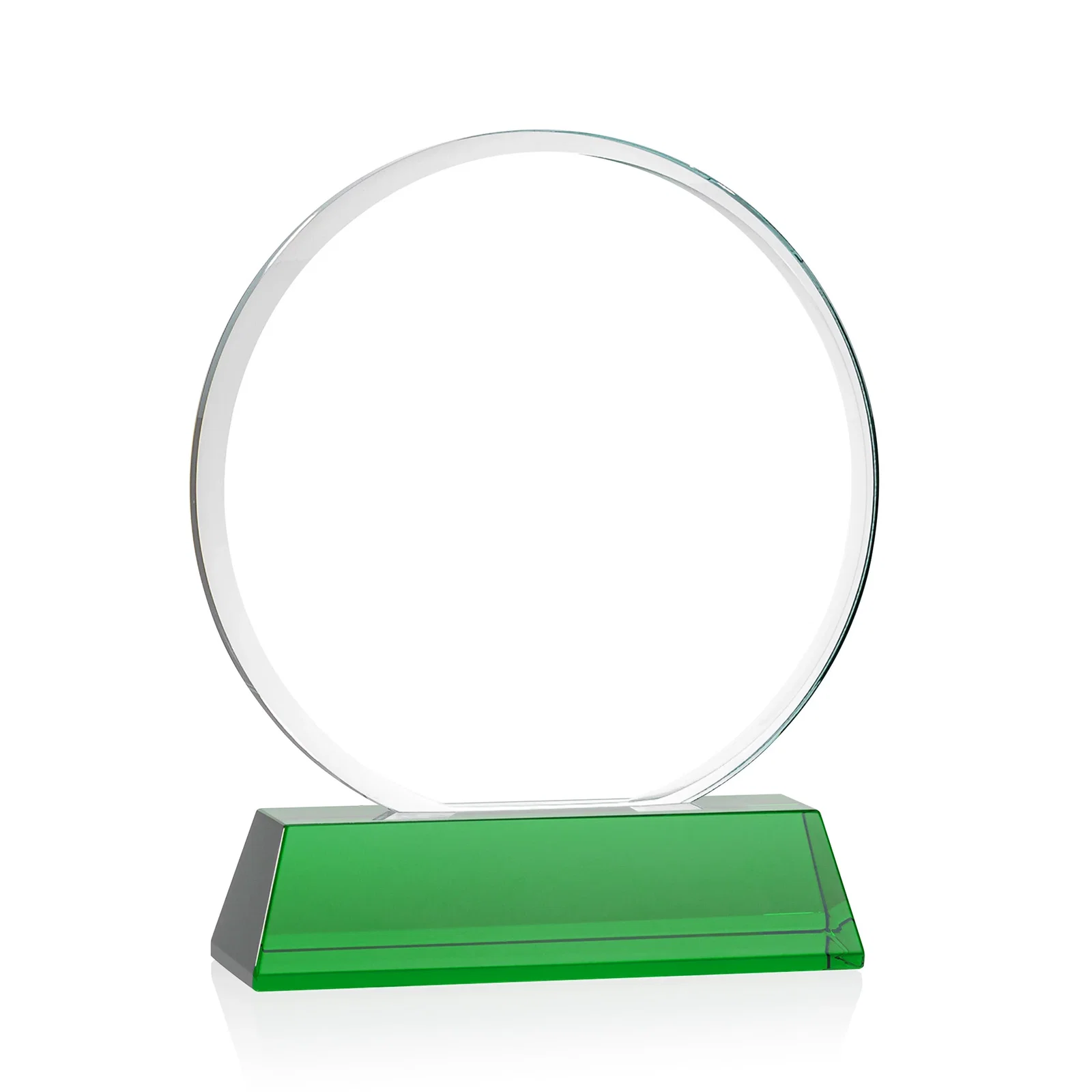 Personalized Starfire Crystal Double-Beveled Disc Award on Tall Tapered Base, with your logo for sales achievement awards