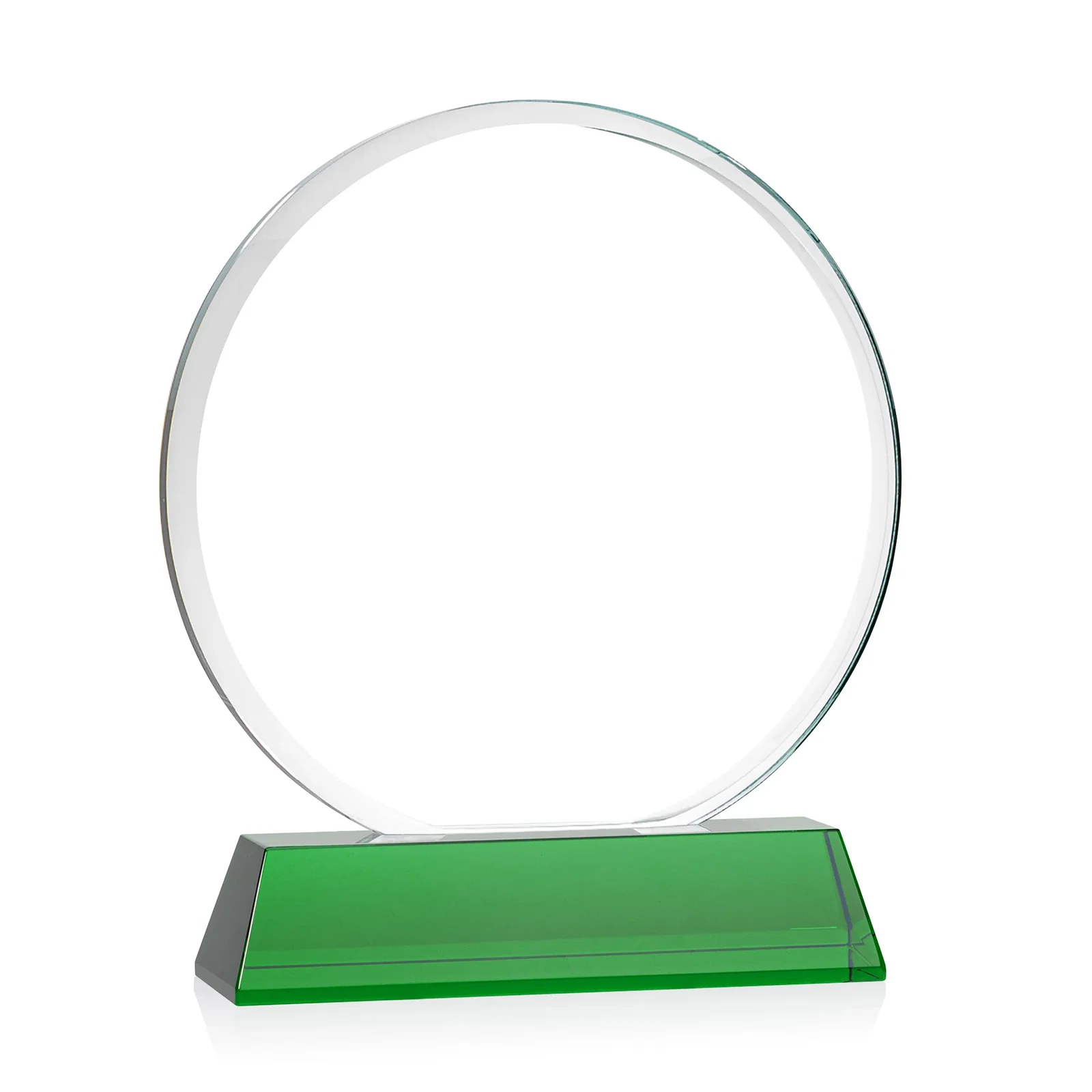 Personalized Starfire Crystal Double-Beveled Disc Award on Tall Tapered Base, with your logo for retirement presentations