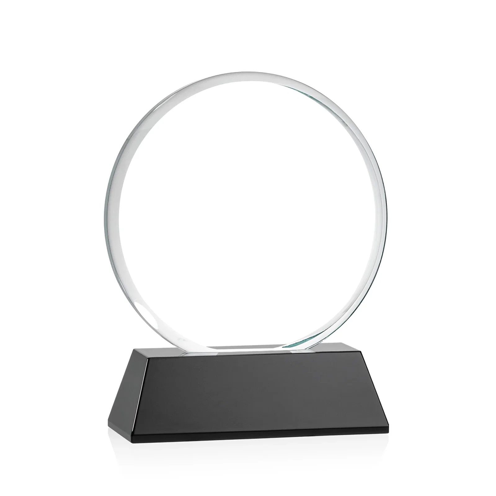 Personalized Starfire Crystal Double-Beveled Disc Award on Tall Tapered Base, with your logo for team milestone celebrations