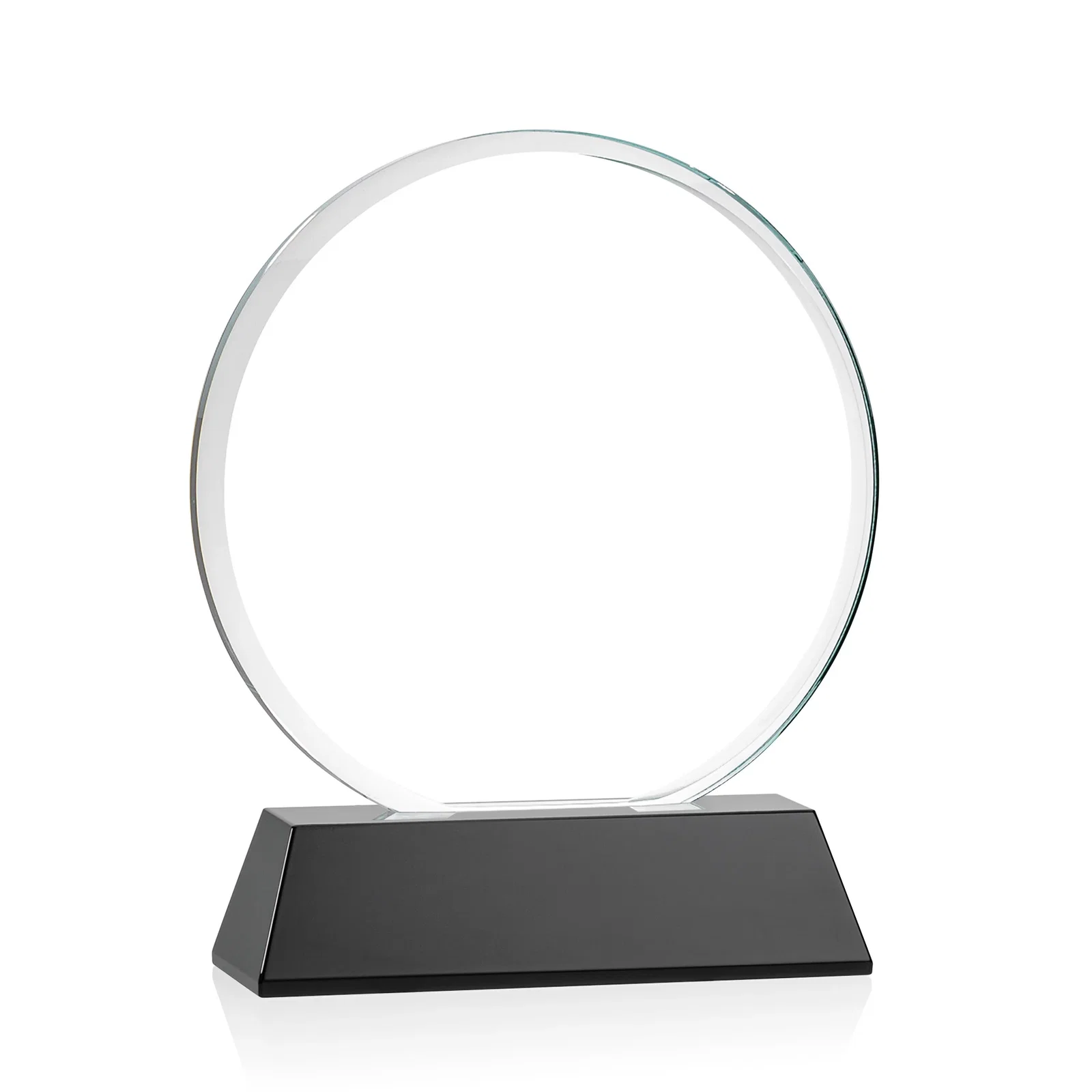 Personalized Starfire Crystal Double-Beveled Disc Award on Tall Tapered Base, with your logo for donor appreciation
