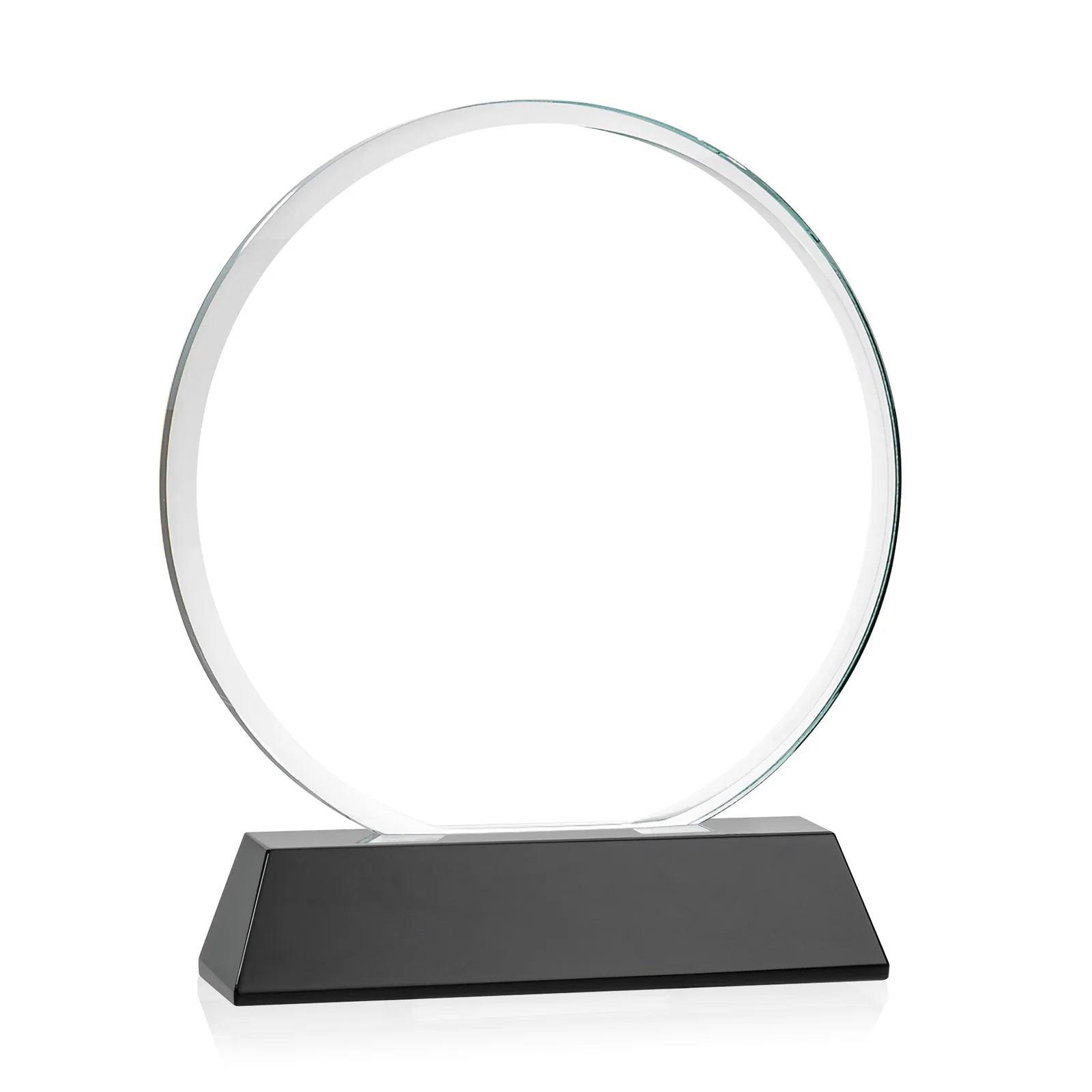 Personalized Starfire Crystal Double-Beveled Disc Award on Tall Tapered Base, with your logo for graduation ceremonies