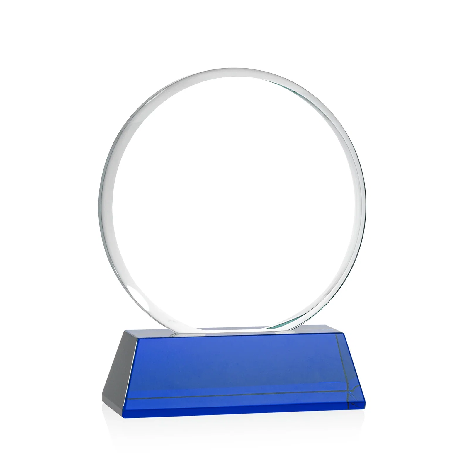 Personalized Starfire Crystal Double-Beveled Disc Award on Tall Tapered Base, with your logo for safety achievement programs