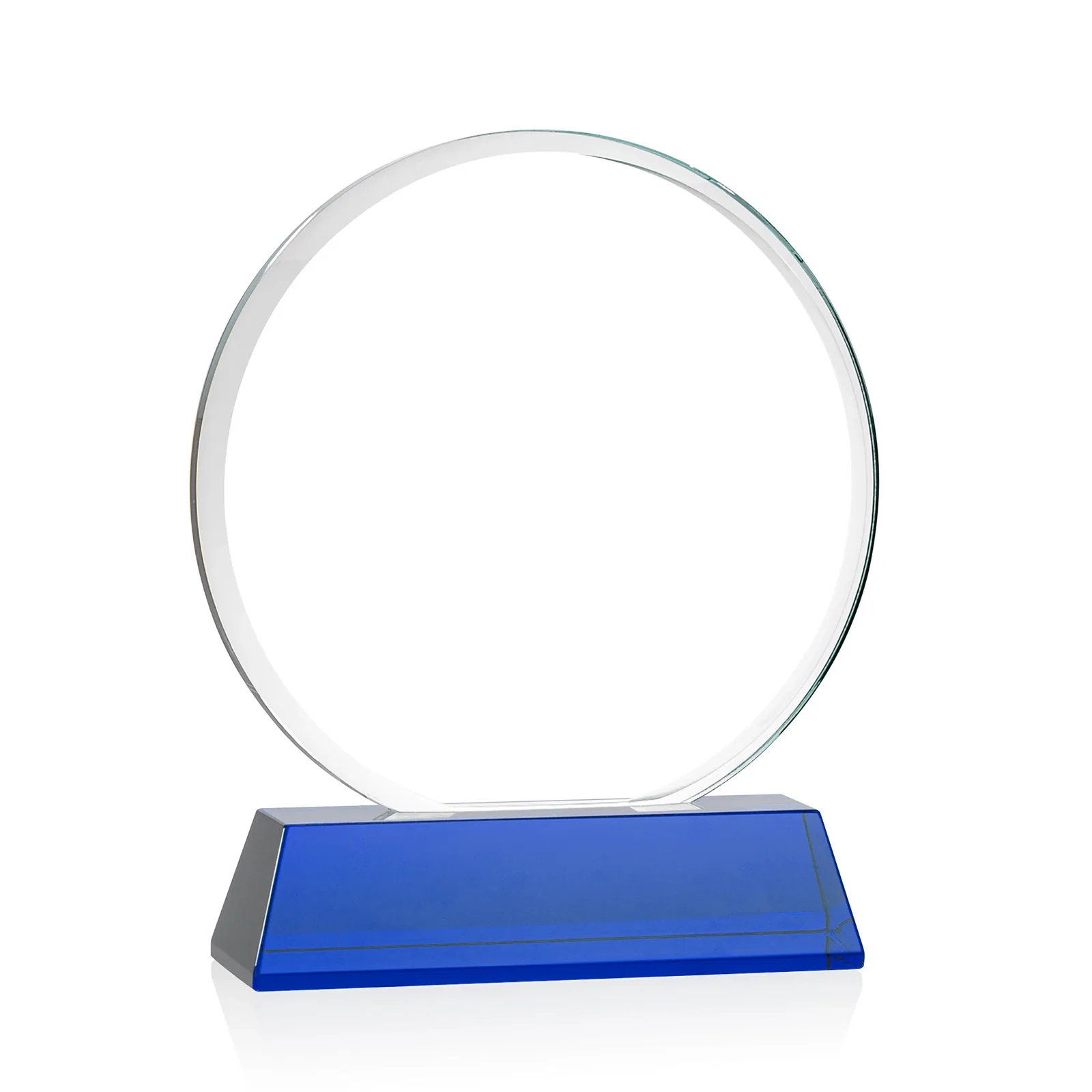Personalized Starfire Crystal Double-Beveled Disc Award on Tall Tapered Base, with your logo for volunteer appreciation