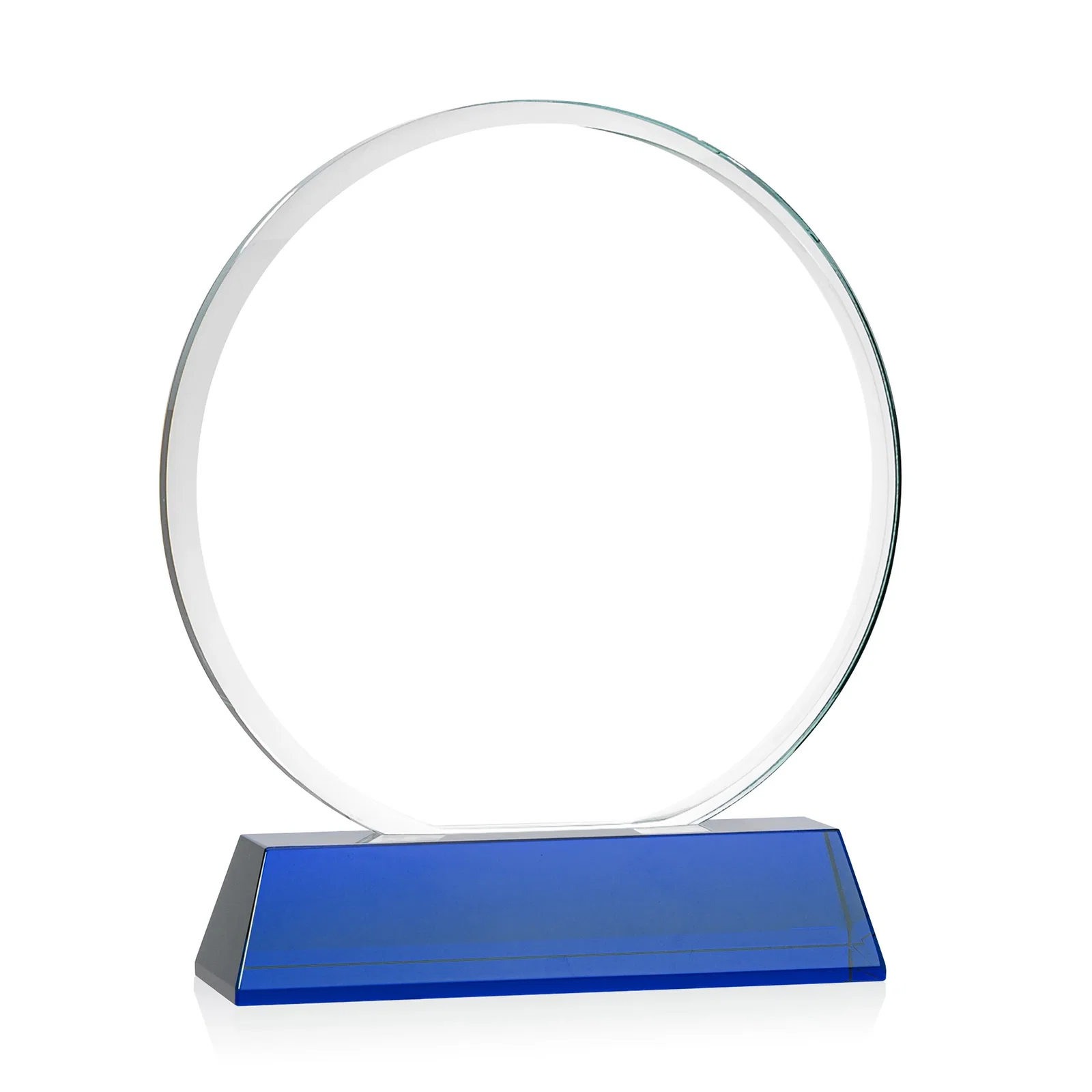Personalized Starfire Crystal Double-Beveled Disc Award on Tall Tapered Base, with your logo for dealer and partner awards