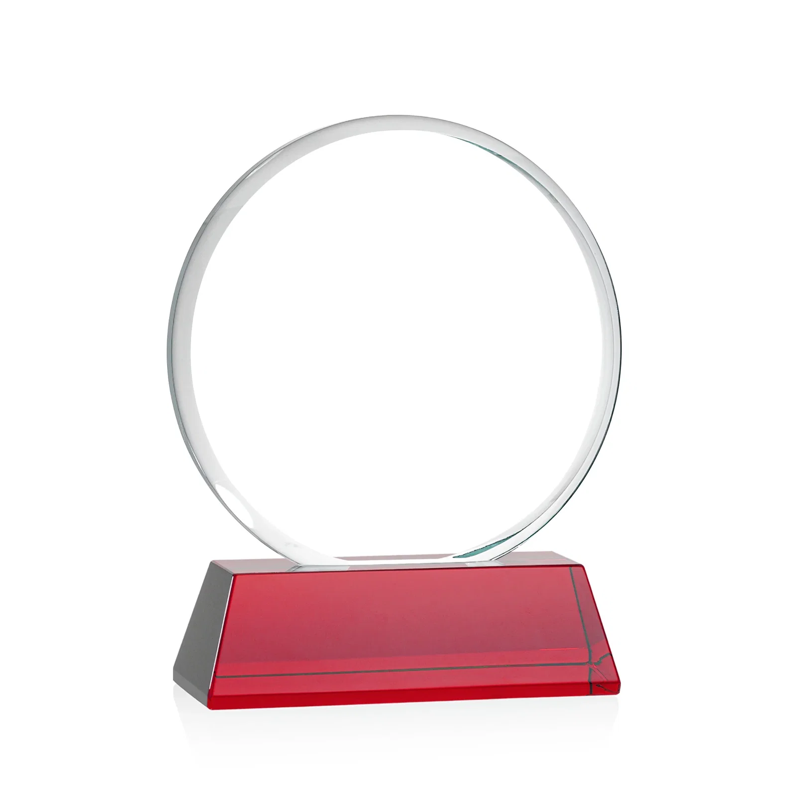 Personalized Starfire Crystal Double-Beveled Disc Award on Tall Tapered Base, with your logo for company anniversary events