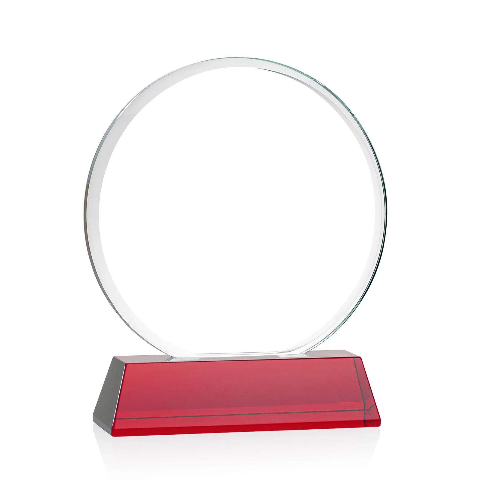 Promotional Starfire Crystal Double-Beveled Disc Award on Tall Tapered Base, with your logo for employee recognition