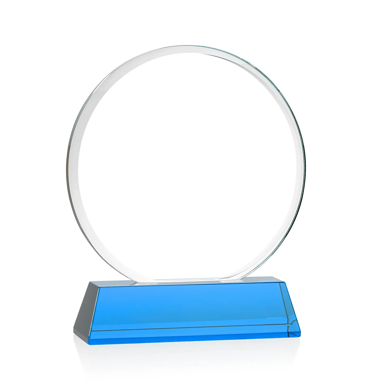 Promotional Starfire Crystal Double-Beveled Disc Award on Tall Tapered Base, with your logo for sales achievement awards