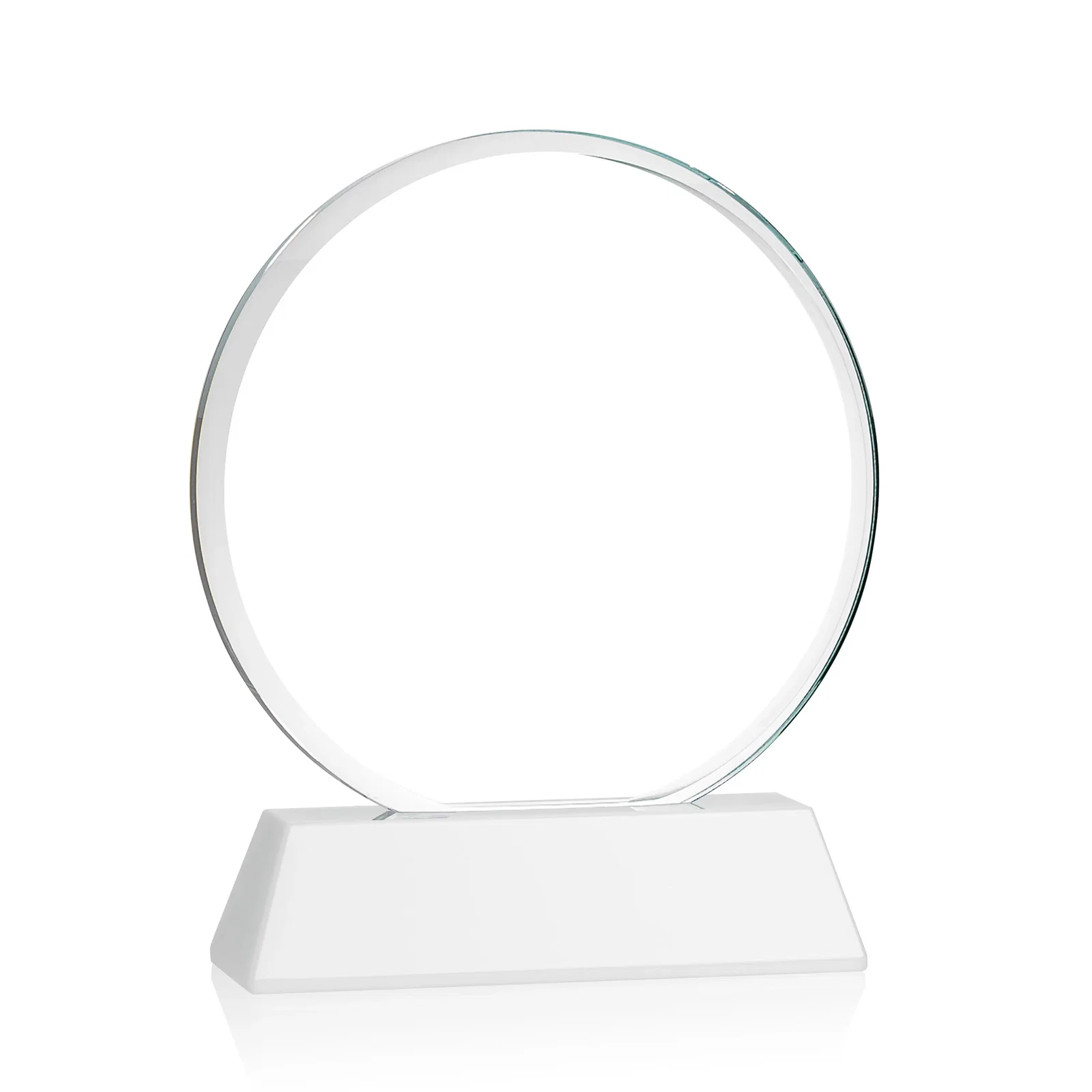 Promotional Starfire Crystal Double-Beveled Disc Award on Tall Tapered Base, with your logo for team milestone celebrations