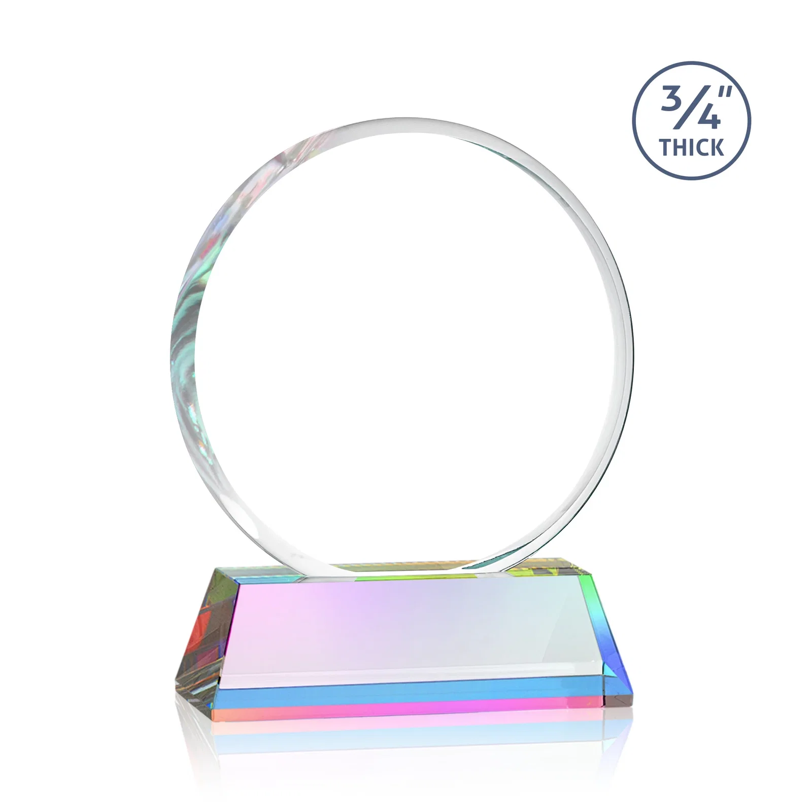 Promotional Starfire Crystal Double-Beveled Disc Award on Tall Tapered Base, with your logo for donor appreciation