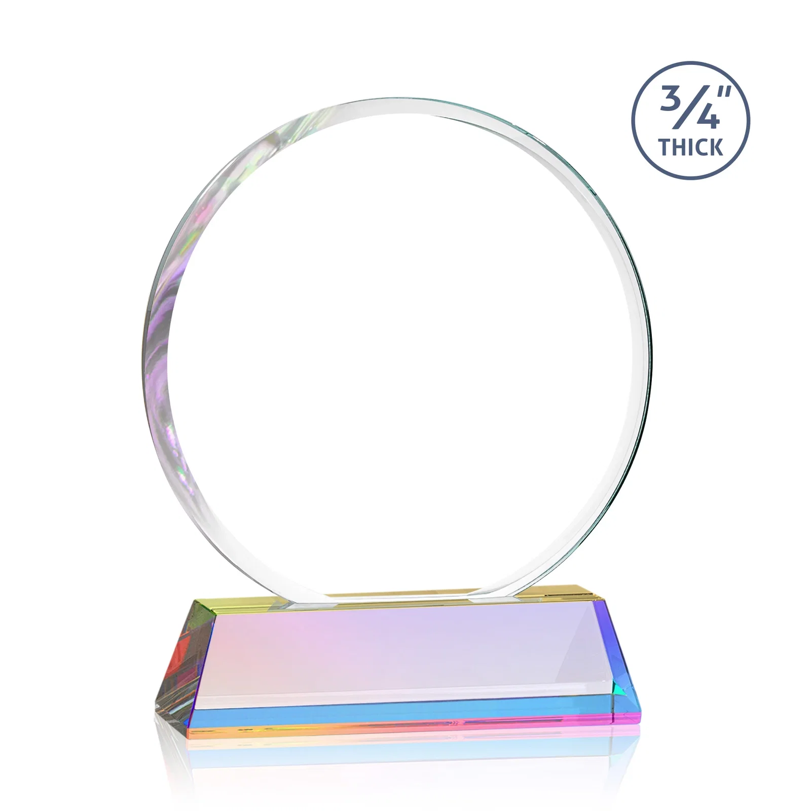 Promotional Starfire Crystal Double-Beveled Disc Award on Tall Tapered Base, with your logo for graduation ceremonies