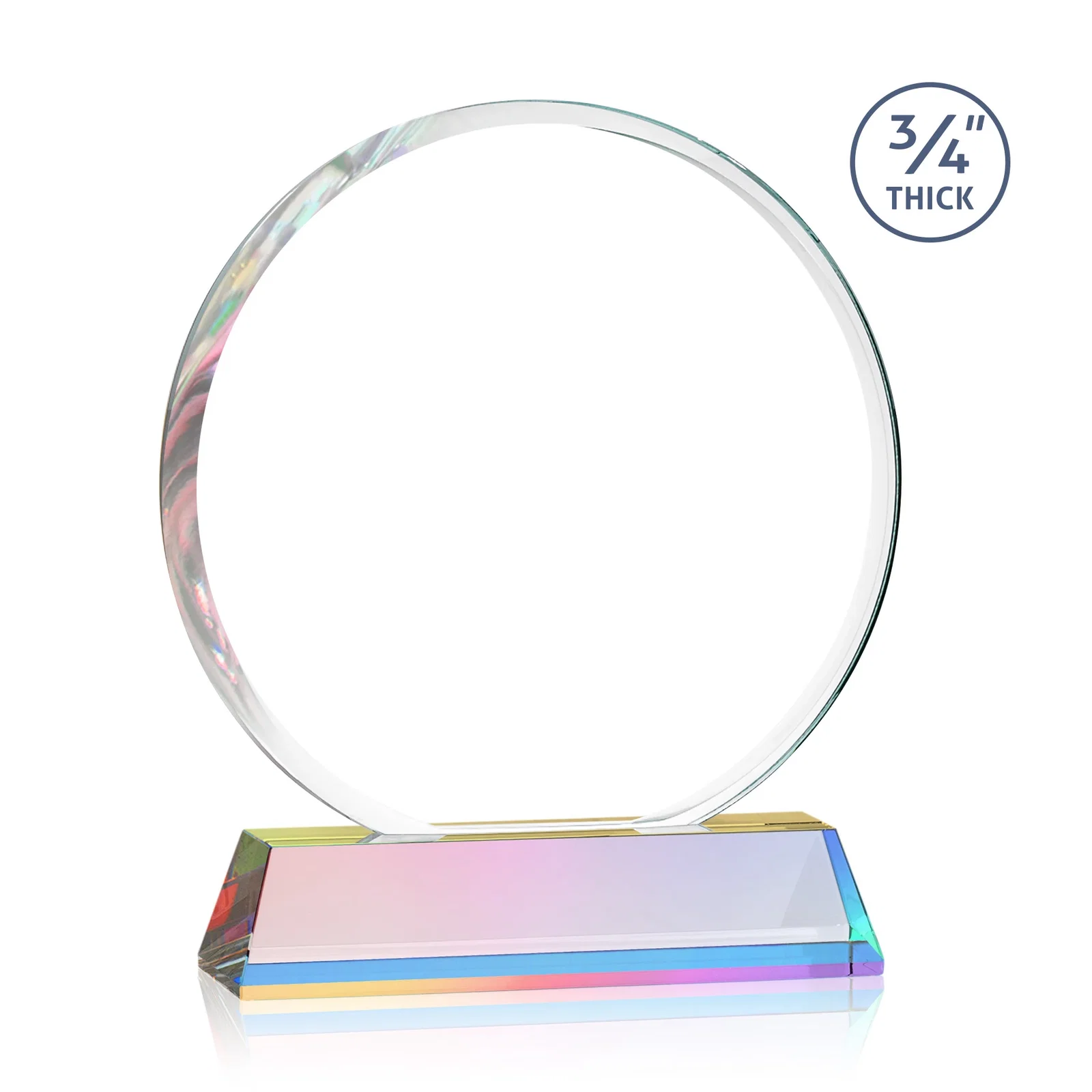 Promotional Starfire Crystal Double-Beveled Disc Award on Tall Tapered Base, with your logo for safety achievement programs