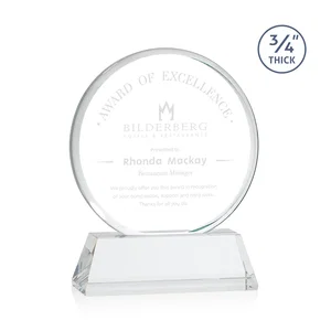 Starfire Crystal Double-Beveled Disc Award on Tall Tapered Base