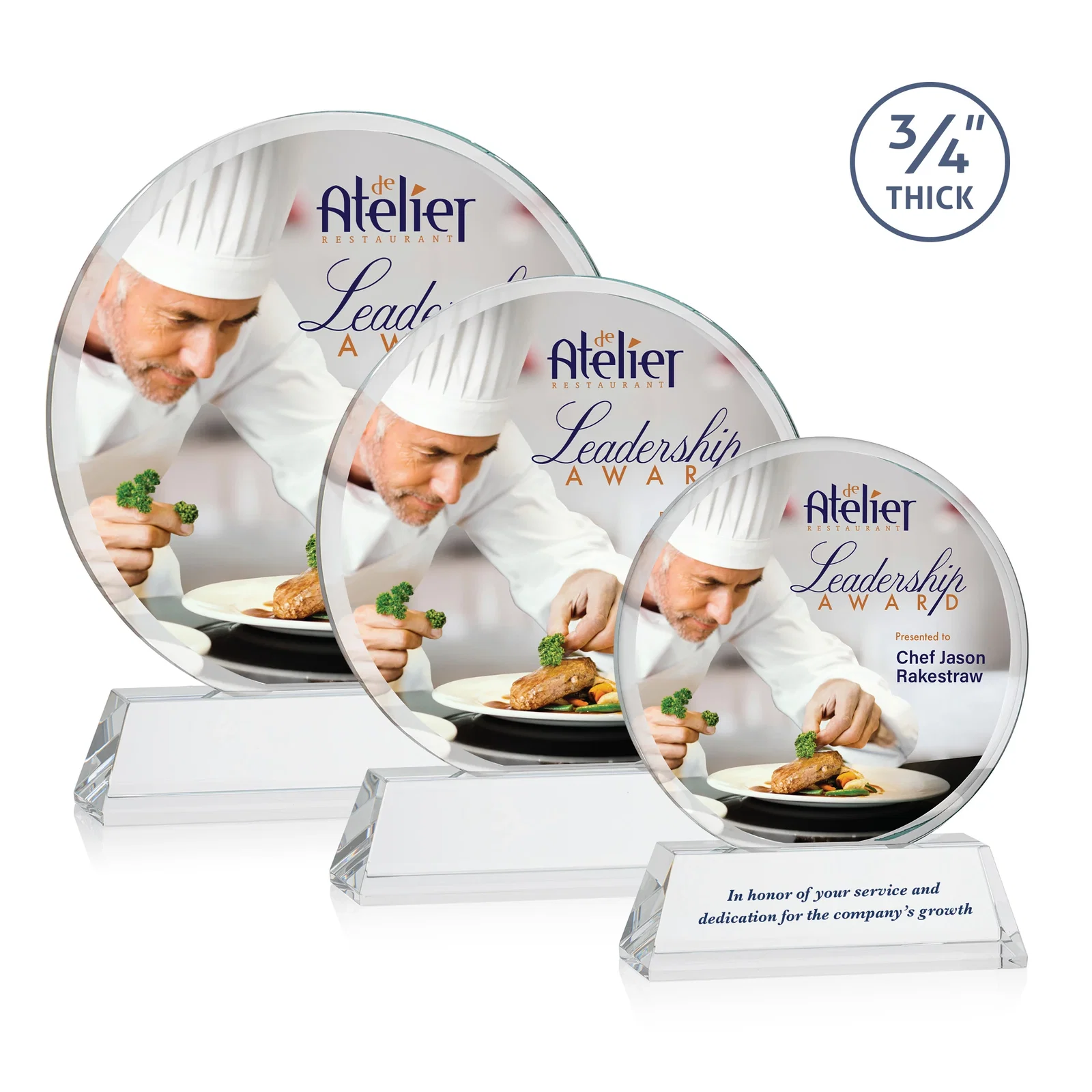 Promotional Starfire Crystal Double-Beveled Disc Award on Tall Tapered Base for safety achievement programs