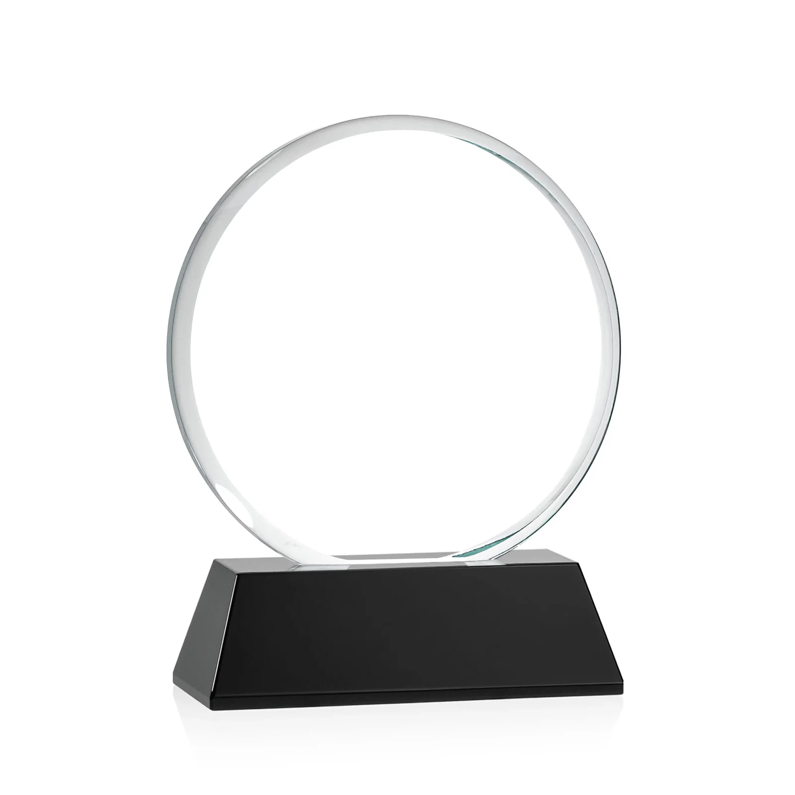 Custom engraved Starfire Crystal Double-Beveled Disc Award on Tall Tapered Base for volunteer appreciation