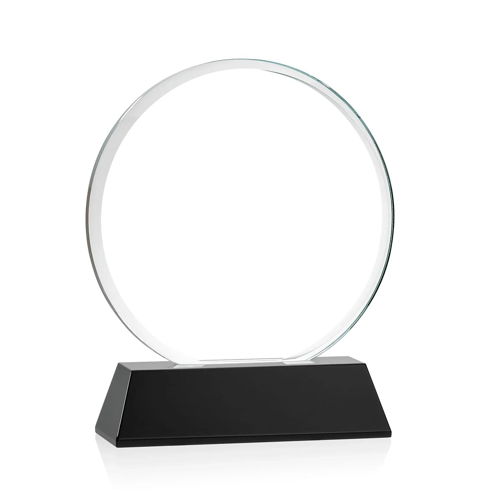 Custom engraved Starfire Crystal Double-Beveled Disc Award on Tall Tapered Base for dealer and partner awards