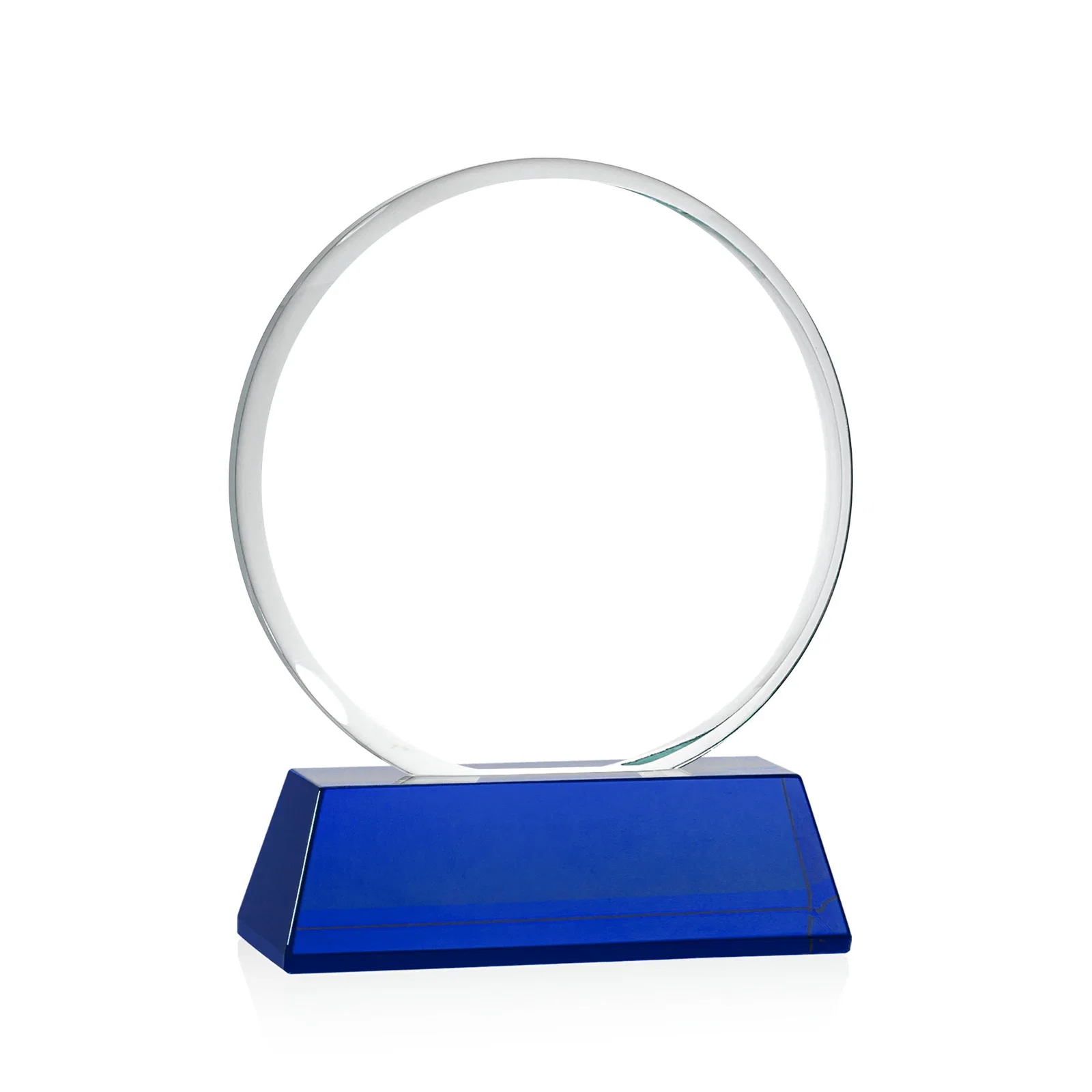 Custom Starfire Crystal Double-Beveled Disc Award on Tall Tapered Base, with your logo for employee recognition