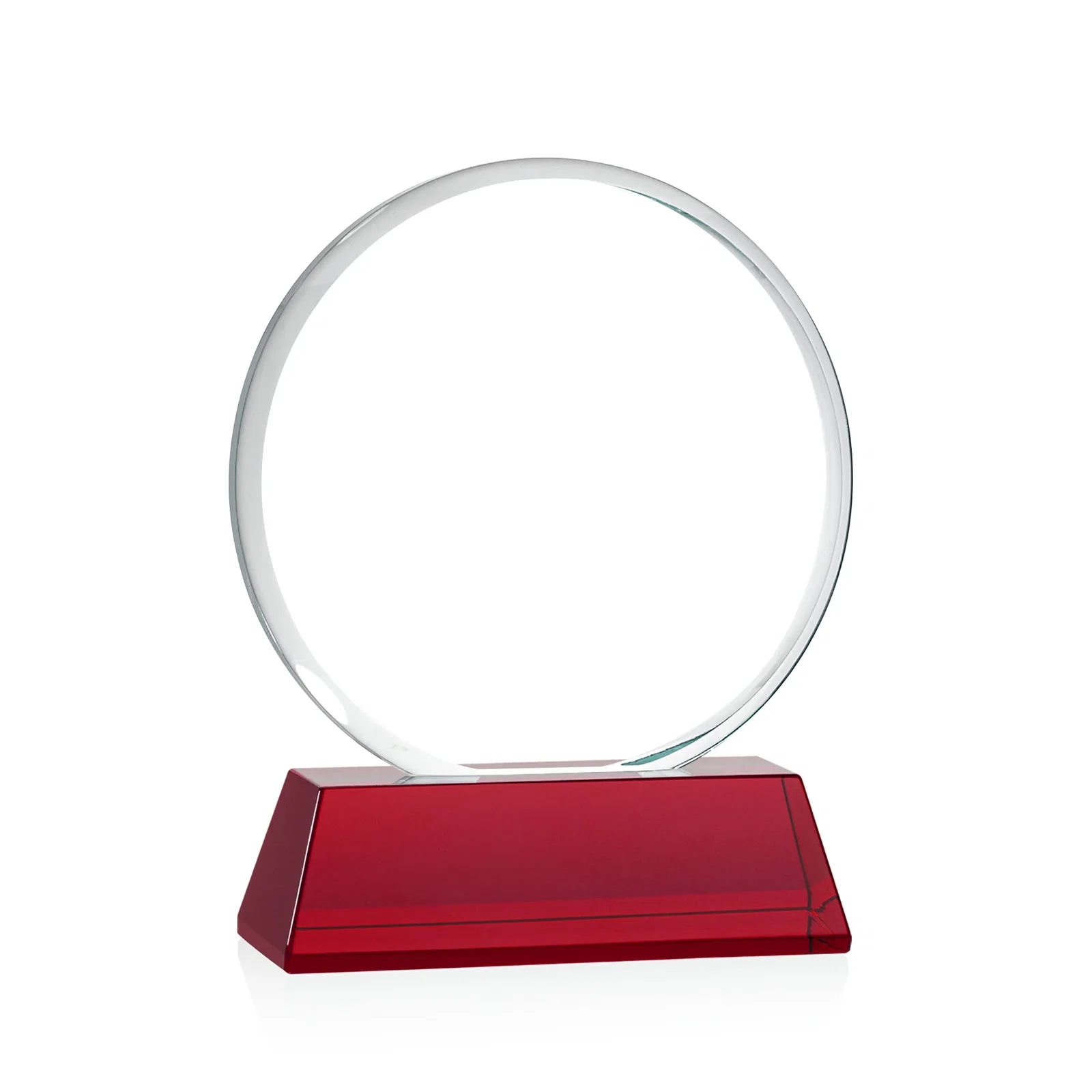 Custom Starfire Crystal Double-Beveled Disc Award on Tall Tapered Base, with your logo for sales achievement awards