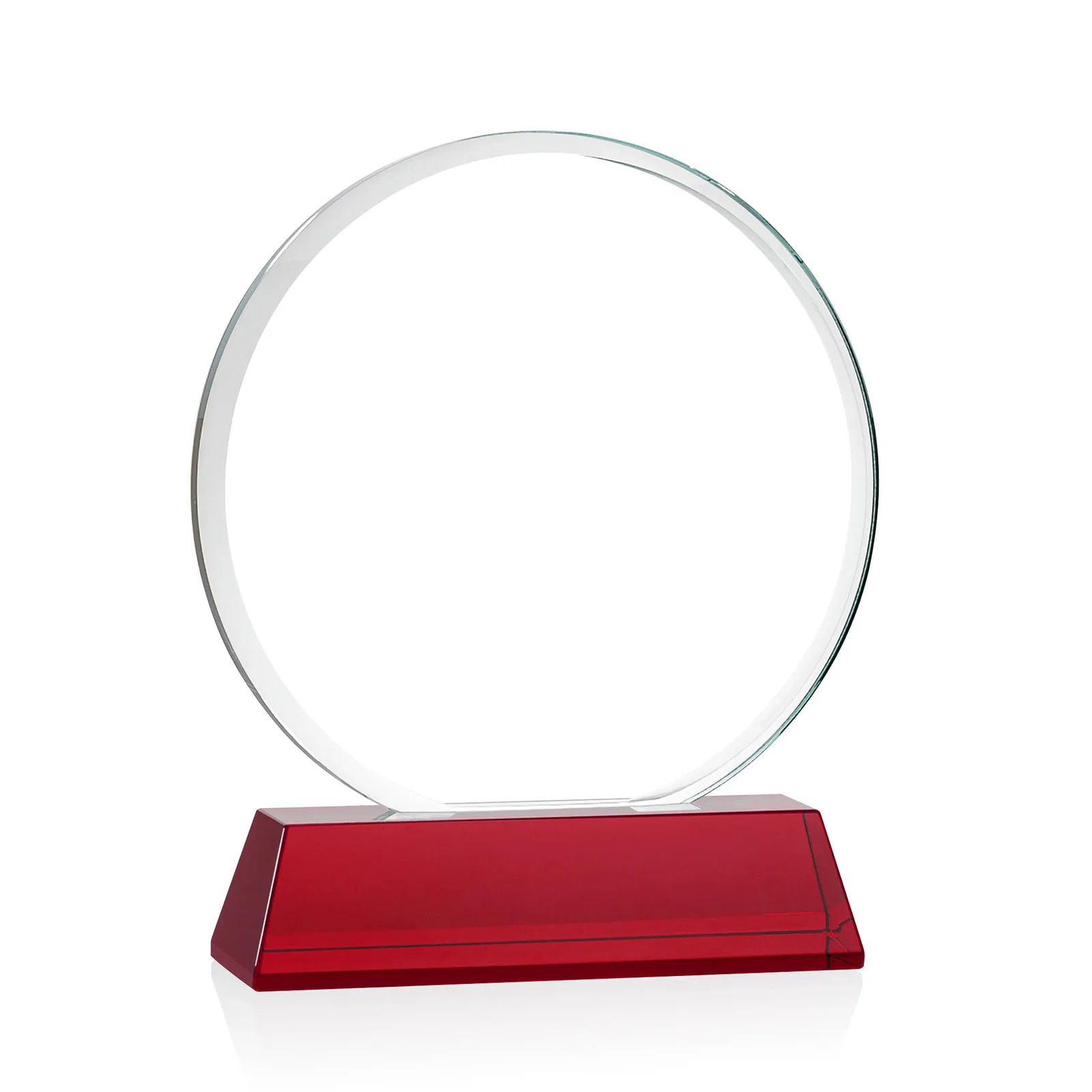Custom Starfire Crystal Double-Beveled Disc Award on Tall Tapered Base, with your logo for retirement presentations