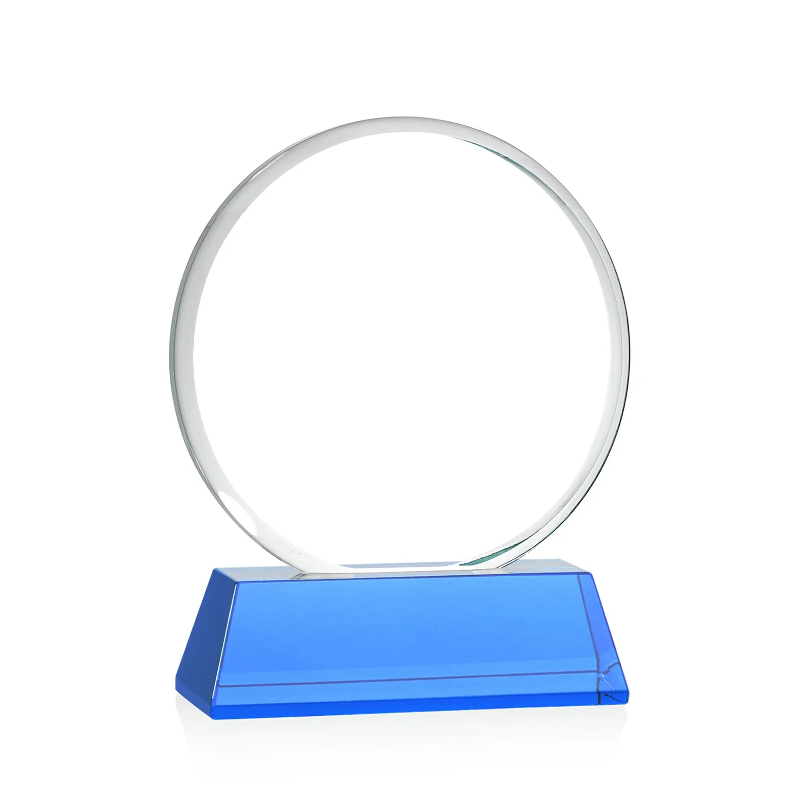 Custom Starfire Crystal Double-Beveled Disc Award on Tall Tapered Base, with your logo for donor appreciation