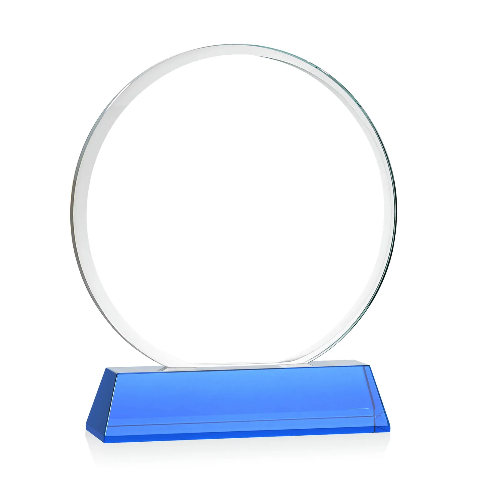 Custom Starfire Crystal Double-Beveled Disc Award on Tall Tapered Base, with your logo for safety achievement programs