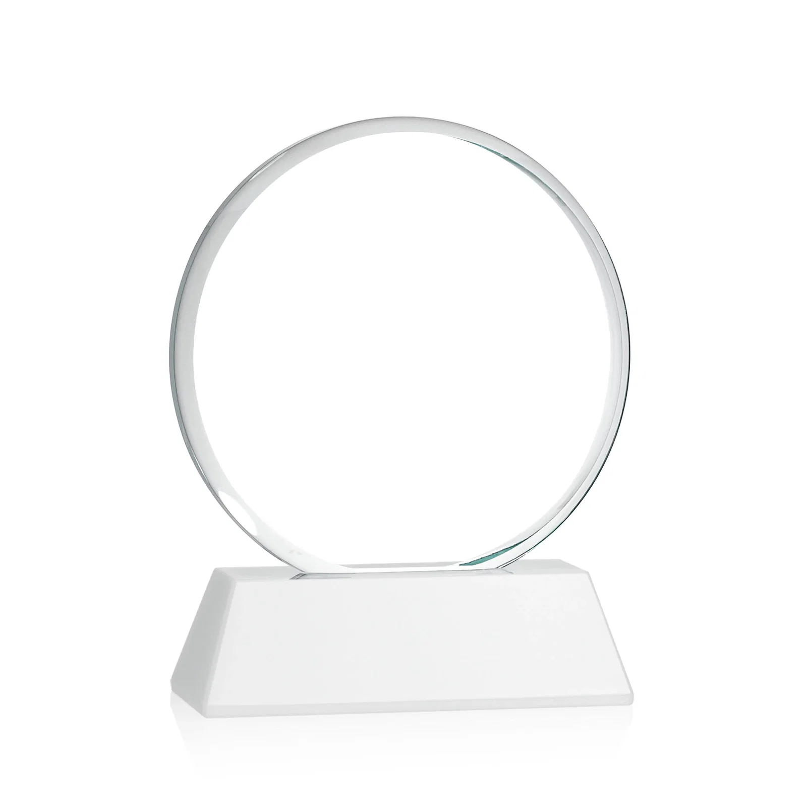 Custom Starfire Crystal Double-Beveled Disc Award on Tall Tapered Base, with your logo for volunteer appreciation