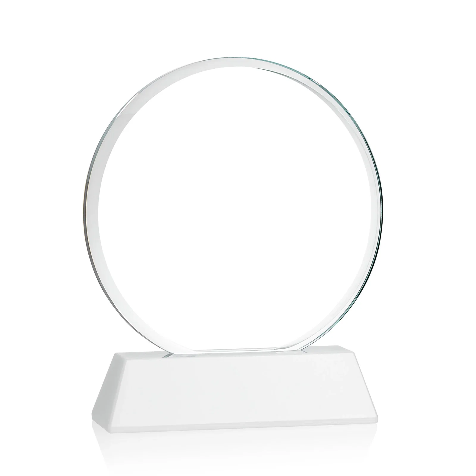 Custom Starfire Crystal Double-Beveled Disc Award on Tall Tapered Base, with your logo for dealer and partner awards