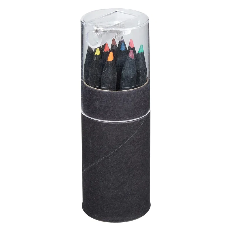 Pencils removed and arranged beside the container