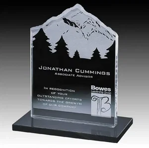 Jade Glass Award with Carved Mountain-Top Scene