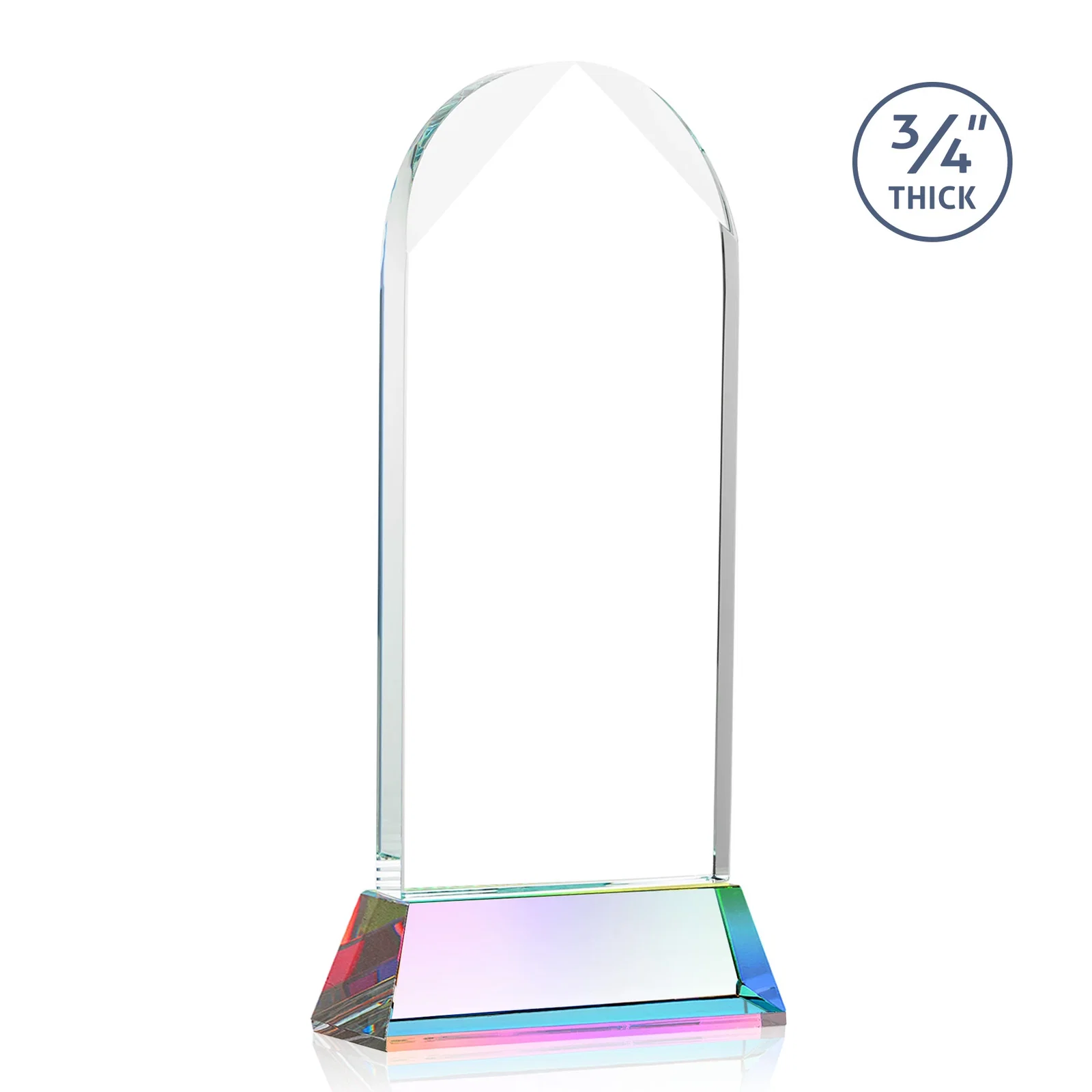 Personalized Starfire Crystal Arch Award, Tall Tapered Base, Prismatic Finish, awards, with your logo for service anniversary gifts