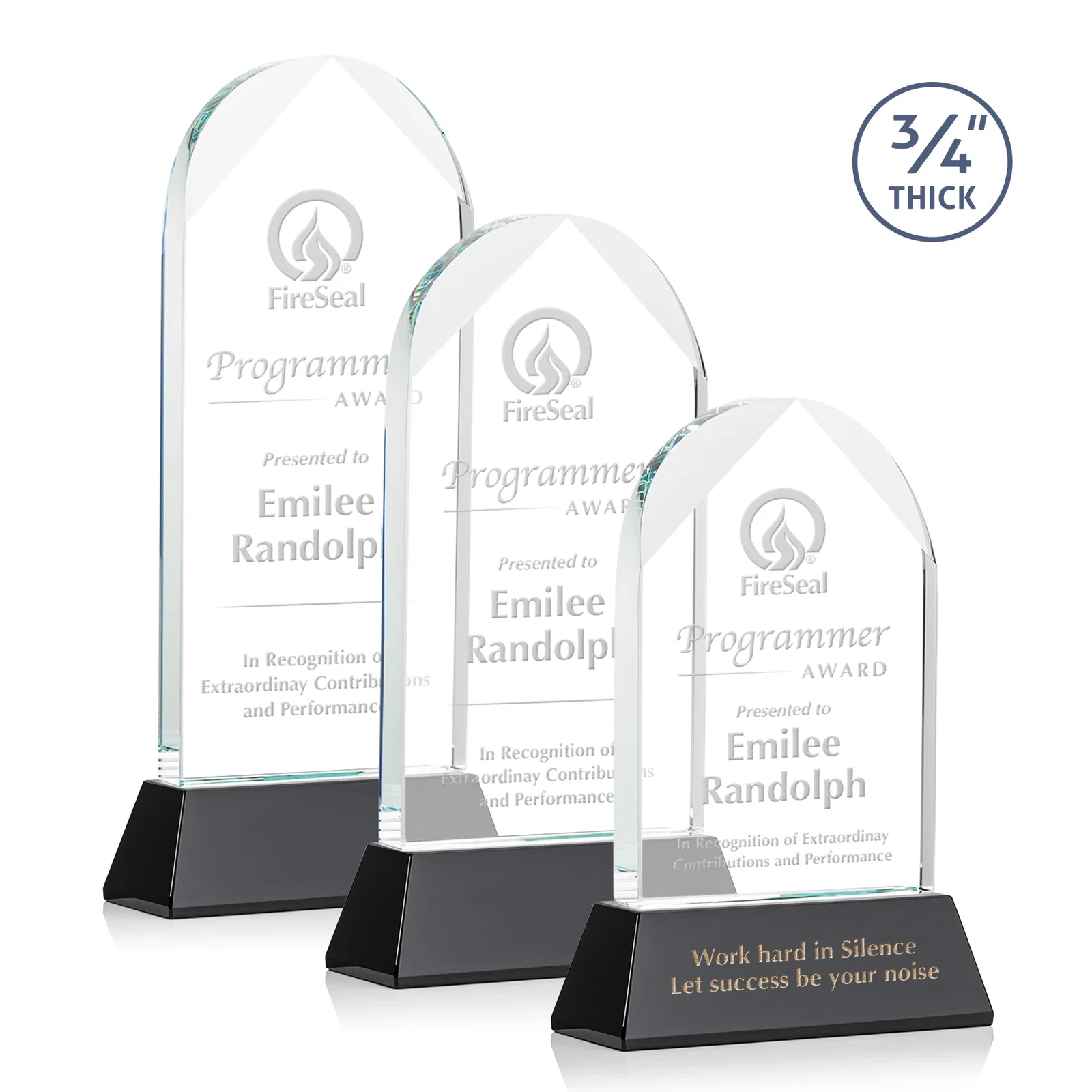 Personalized Starfire Crystal Arch Award, Tall Tapered Base, Prismatic Finish, awards for employee recognition